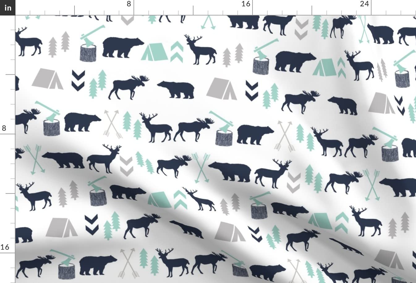 Woodland Forest Animal Boho Camping Print Minky Fabric - Soft Plush Fat Quarter for Baby Blankets, Quilt Backing & Sewing Projects - Perfect for Nursery Decor, DIY Crafts & Cozy Home Accessories