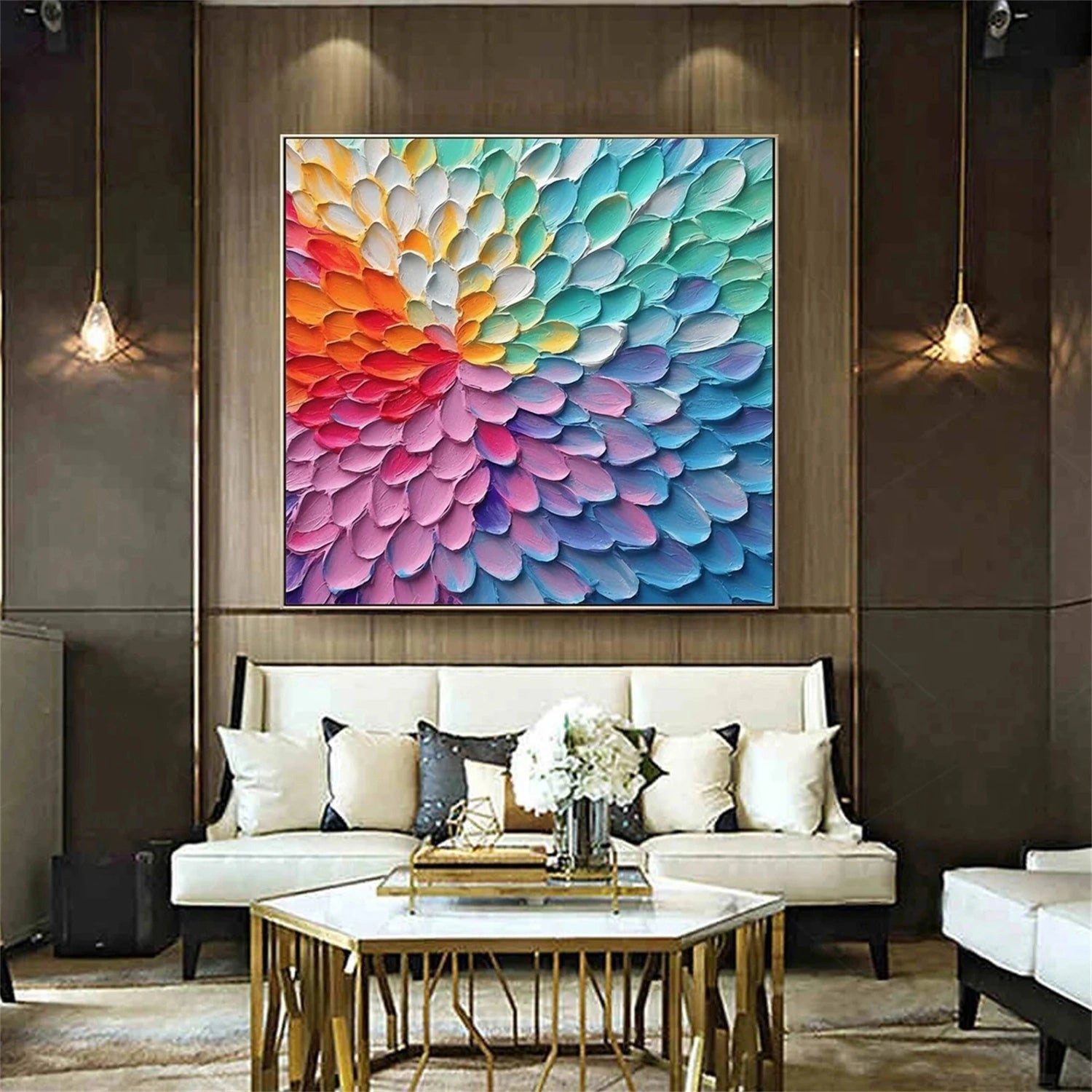 Flower and Tree Painting #FT164 - Handmade Canvas Wall Art for Home & Office Decor - Perfect for Living Room, Bedroom, or Gift