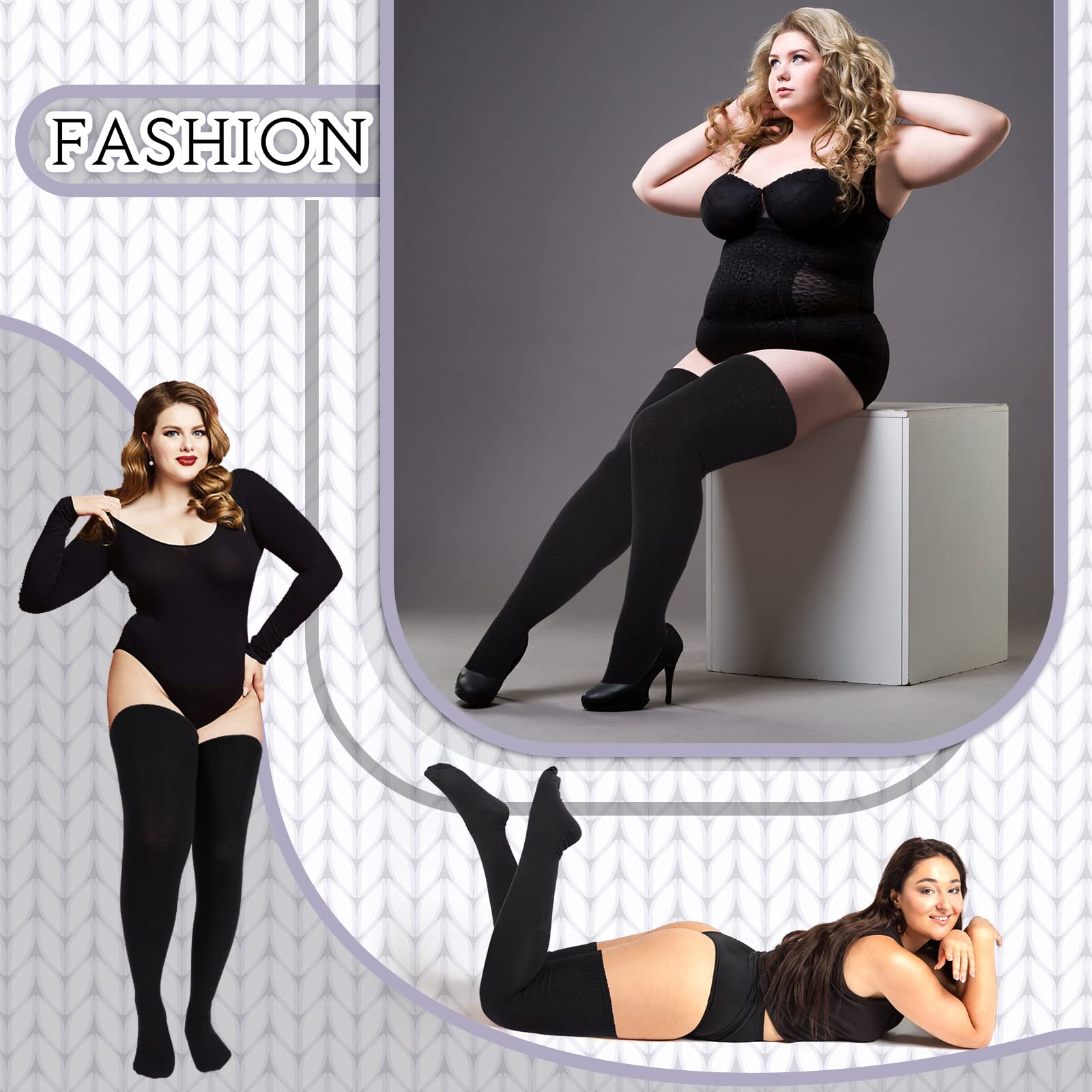 Tarpop Women's Plus Size Thigh High Socks - Black Over The Knee Stockings for Thick Thighs | Extra Long Leg Warmers, Chunky Knit Stockings with Adjustable Garter Belt | Perfect for Winter, Cosplay & Fashion Outfits