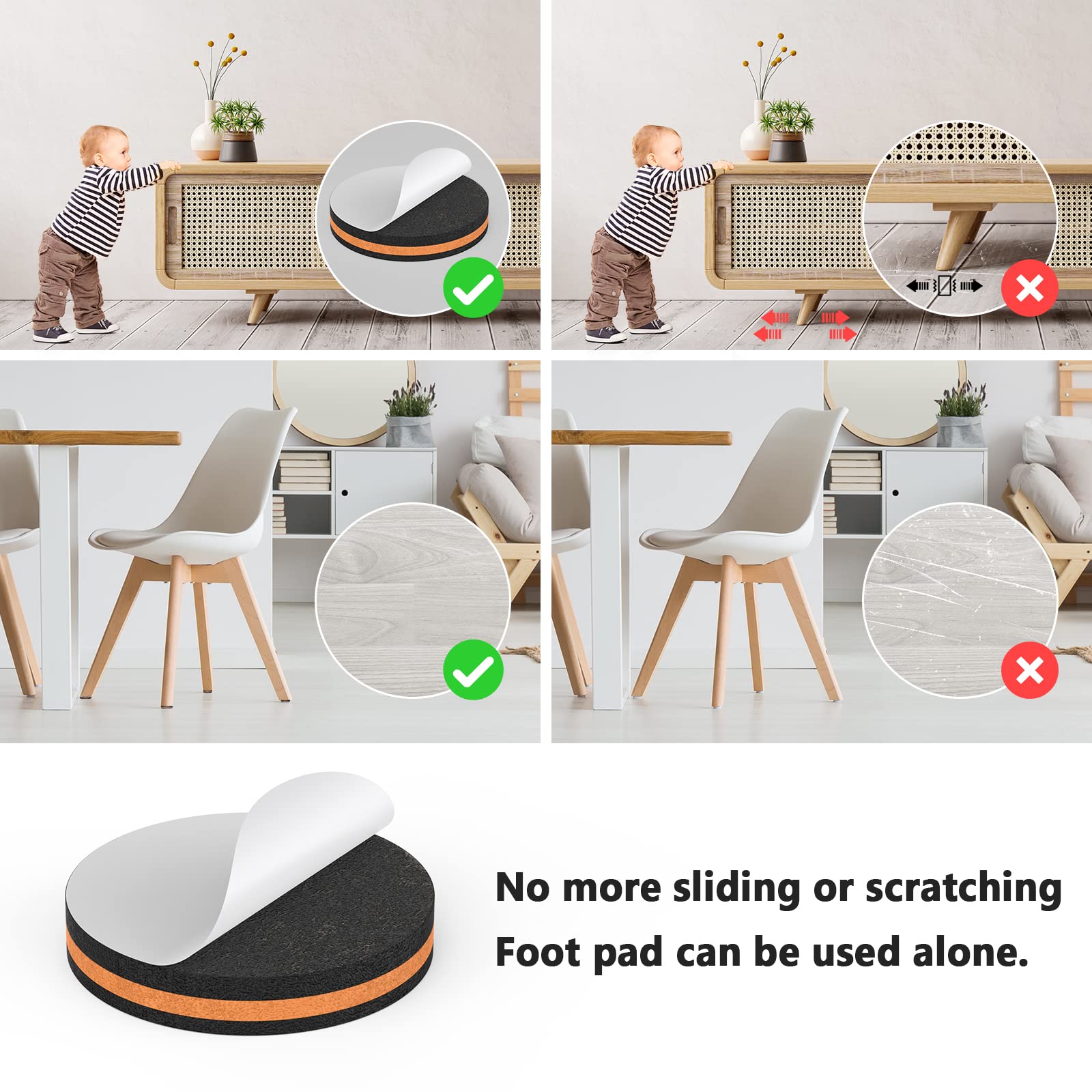 20 Pcs Heavy Duty Adjustable Furniture Levelers with Rubber Pads - 3/8