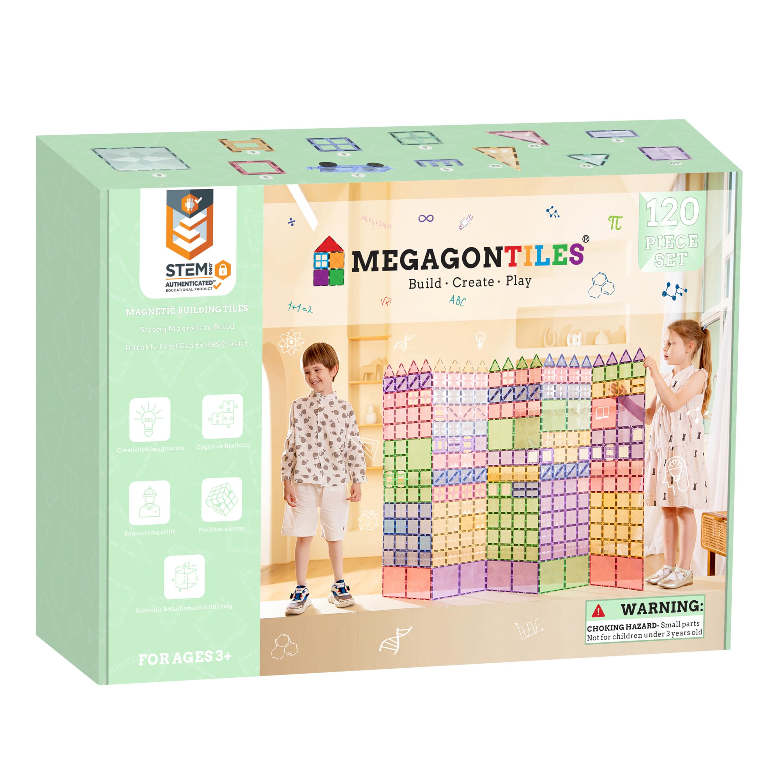 Premium Magnetic Tiles Building Set - 100+ STEM Authenticated Magnetic Blocks for Kids Ages 3-10 | Educational Construction Toys for Boys & Girls | Perfect for Classroom, Home Play & Creative Learning Activities