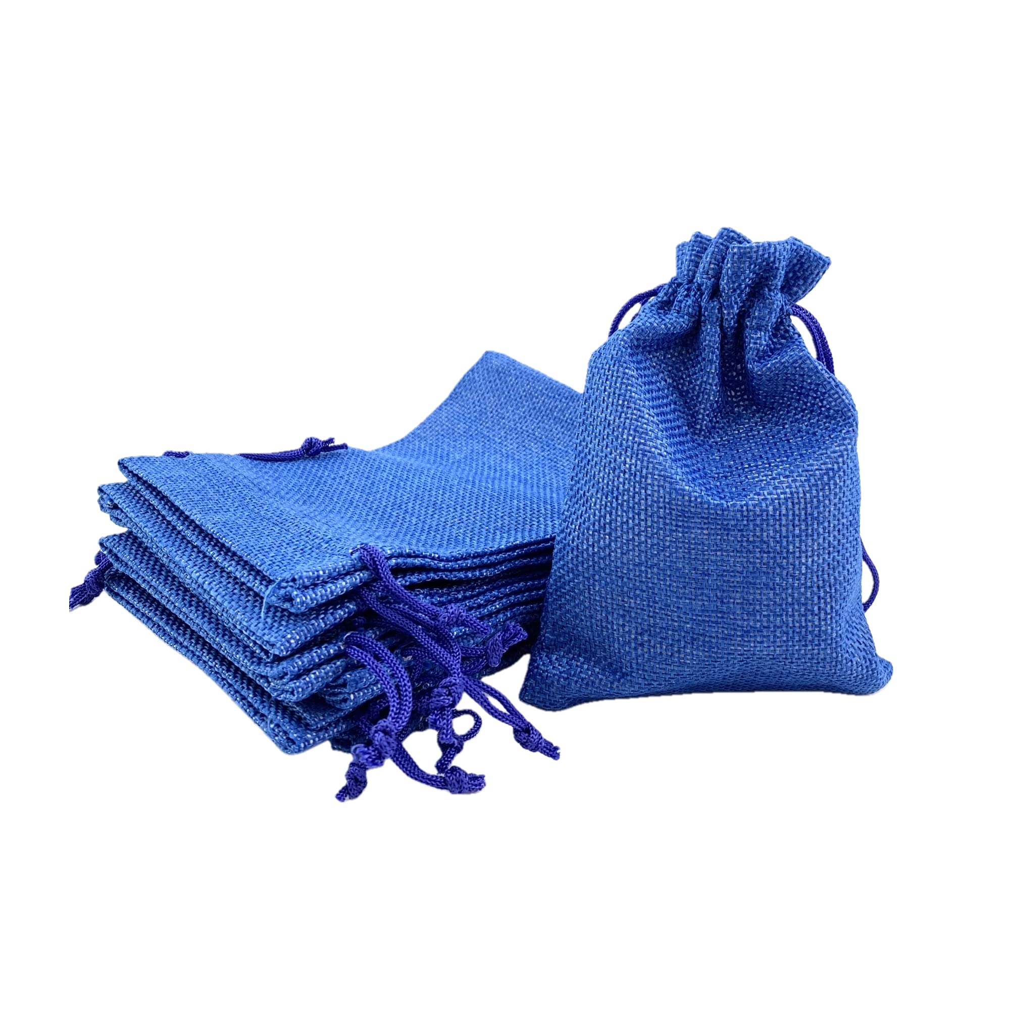 25 Pack Burlap Drawstring Gift Bags - 4x5.6 Inch Royal Blue Linen Jewelry Pouches for Wedding Favors, Birthday Party, DIY Crafts, Treat Bags & Handmade Gifts - Perfect for Jewelry Storage, Party Favors, and Small Gift Wrapping