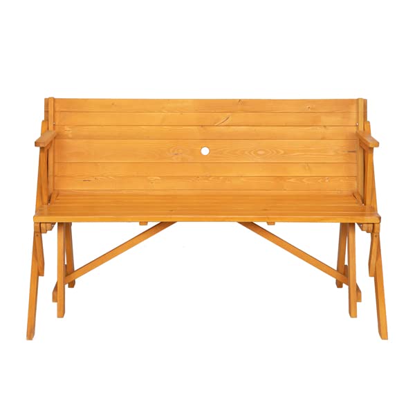 2-in-1 Convertible Outdoor Wooden Picnic Table and Garden Bench - 54.5