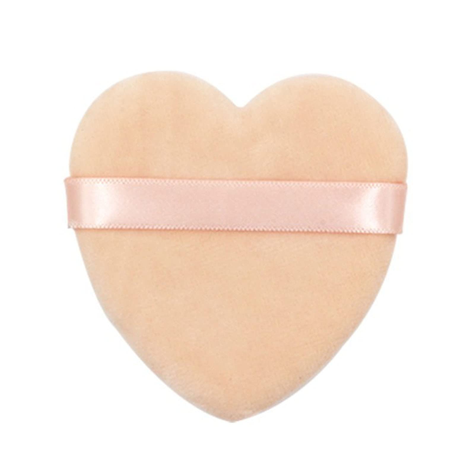 Heart & Square Makeup Powder Puffs - Ultra Soft Washable Cosmetic Sponges for Foundation & Loose Powder | Reusable Cotton Puffs with Straps (Skin Tone, Heart Shape) | Perfect for Daily Makeup & Professional Beauty Routines