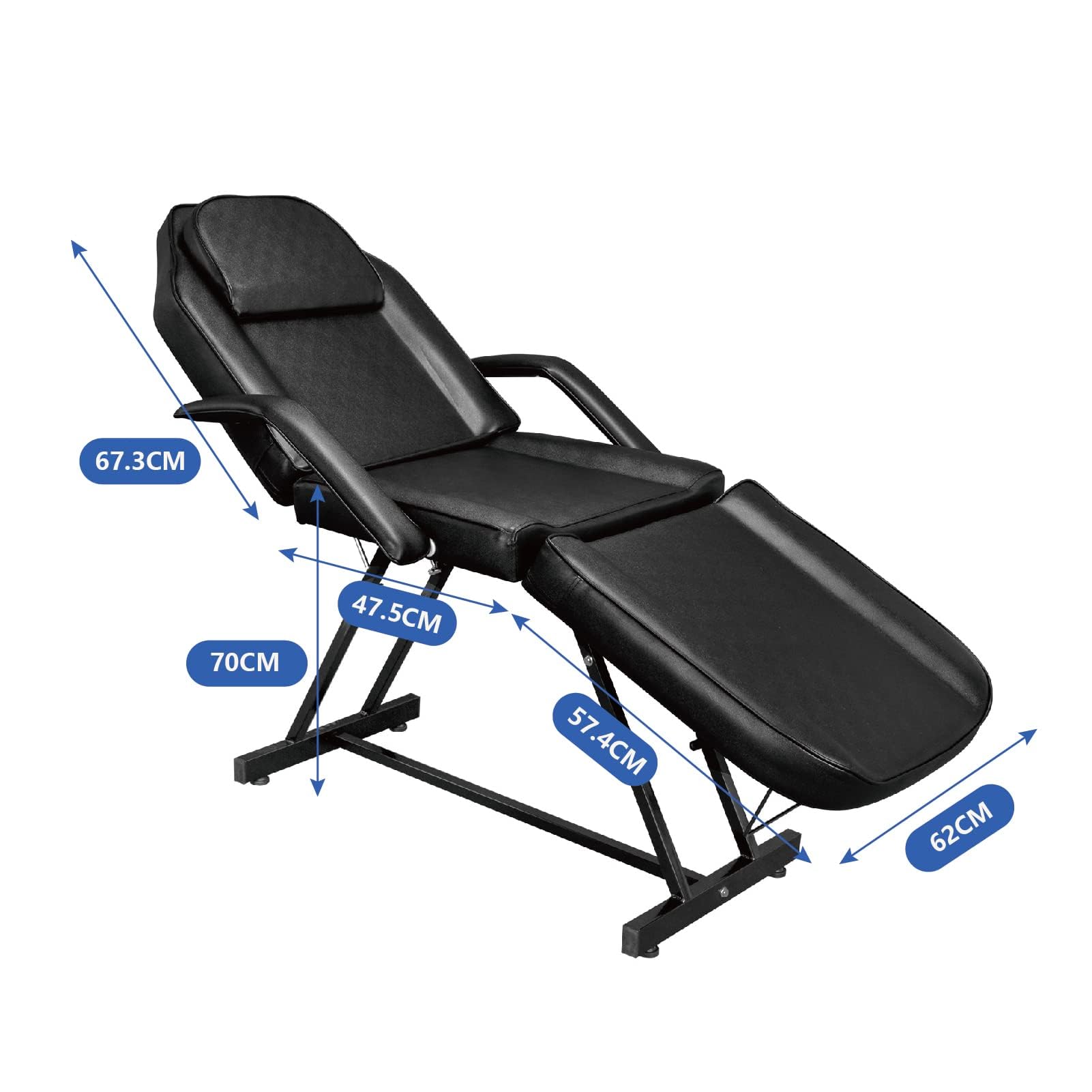Professional Foldable Massage Table - Lightweight Aluminum Frame, 3-Section Ergonomic Design with Black Cosmetic Cover - Portable for Home, Spa & Salon Use