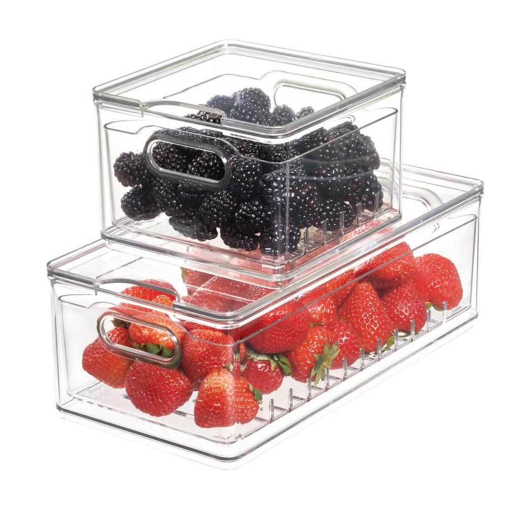 iDesign Small Berry Container - Airtight Food Storage for Fresh Berries, Fruits & Snacks - Perfect for Refrigerator, Pantry & On-the-Go Use