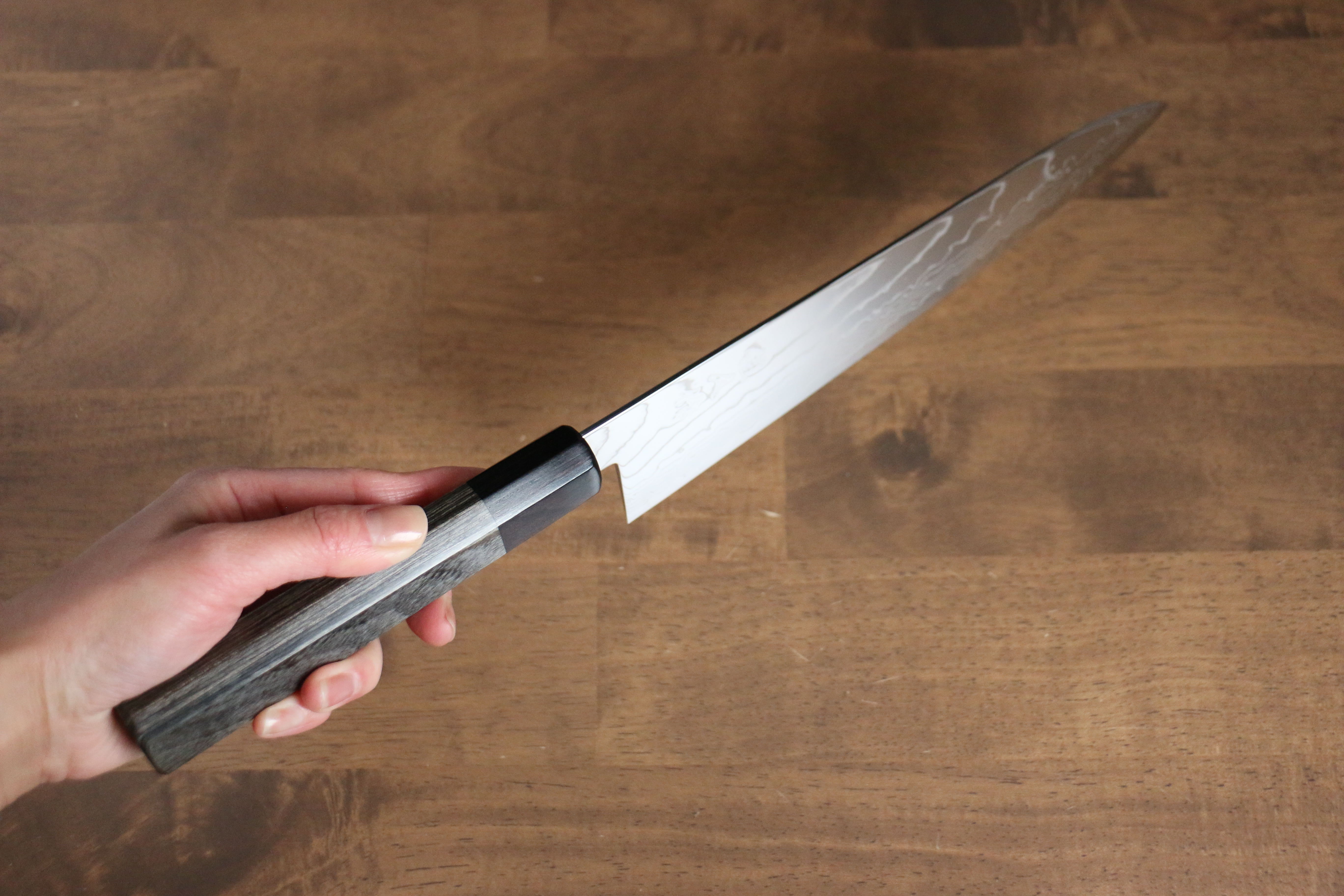 Premium Kajin Cobalt Special Steel Damascus Gyuto 240mm Chef Knife - Gray Pakka Wood Handle - Professional Japanese Kitchen Knife for Sushi, Meat Cutting & Vegetable Chopping