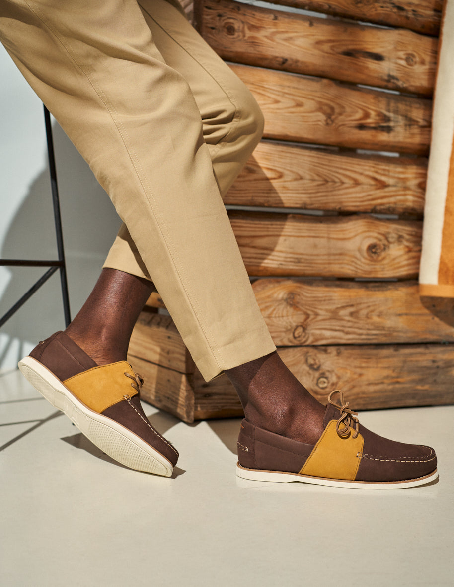 Men's Brown & Hazel Nubuck Boat Shoes - Comfortable & Stylish Deck Shoes for Sailing, Casual Wear & Outdoor Activities