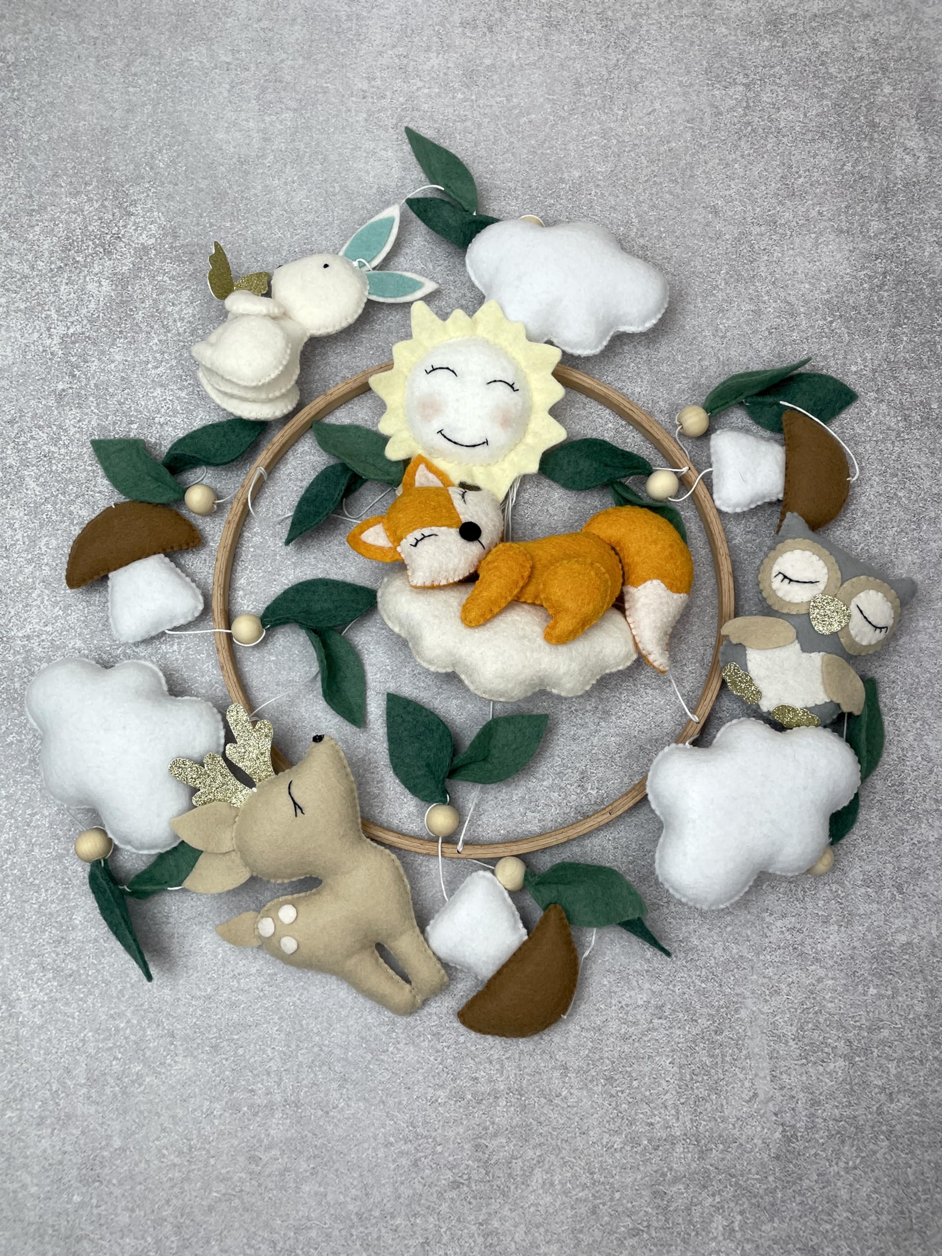 Woodland Animals Crib Mobile - Fox, Mushroom & Forest Nursery Mobile for Baby Boys & Girls | Neutral Felt Hanging Mobile | Perfect Newborn Gift for Nursery Decor & Baby Shower