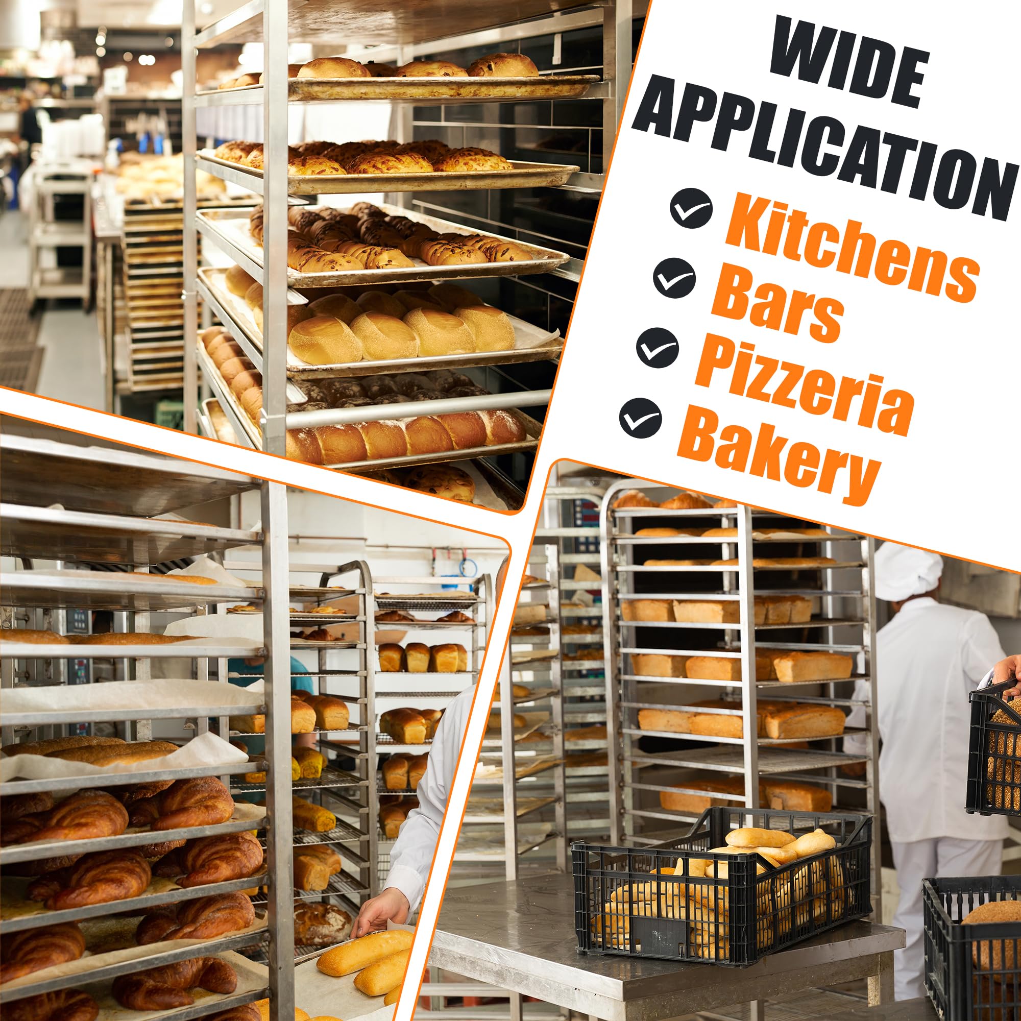 HECASA 25-Tier Adjustable Bun Pan Rack with Brake Wheels - Heavy Duty Aluminum Baking Sheet Organizer for Commercial Kitchen, Bakery, Restaurant, Pizzeria & Home Use - 24.72