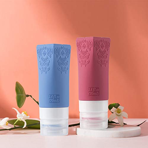 Leakproof Silicone Travel Bottles Set - TSA Approved Cosmetic Containers for Shampoo, Conditioner & Facial Cleanser | Portable Toiletry Accessories for Vacation, Gym & Air Travel