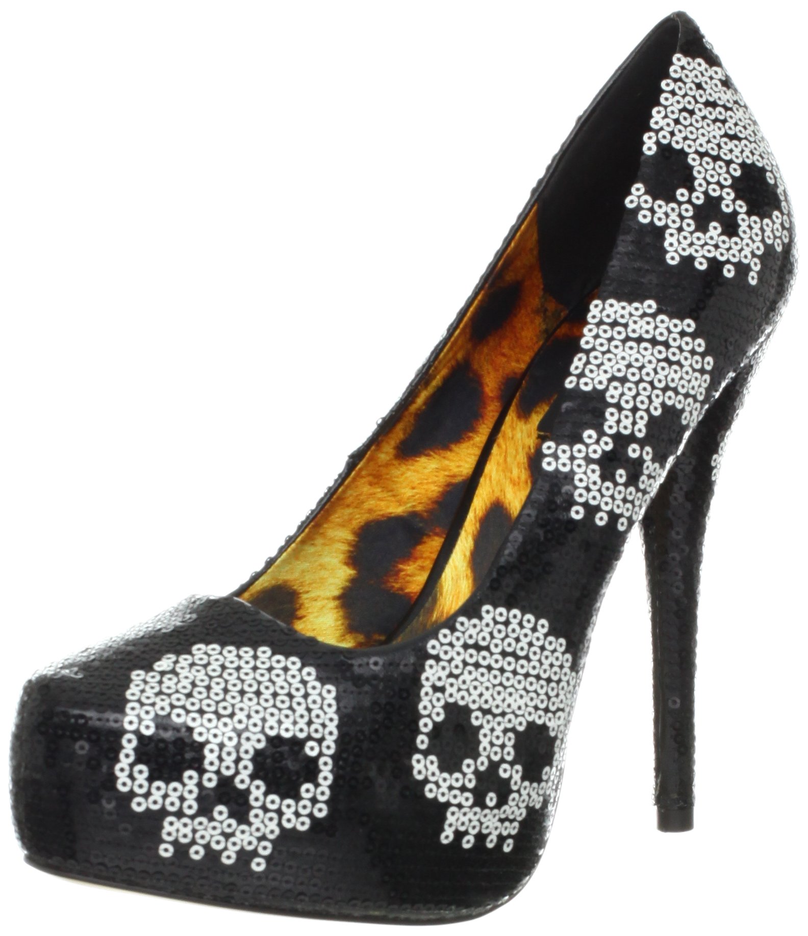 Iron Fist Women's Digi Skull Sequin Platform Pump Shoes - Gothic Punk Fashion Heels for Parties, Concerts & Night Out