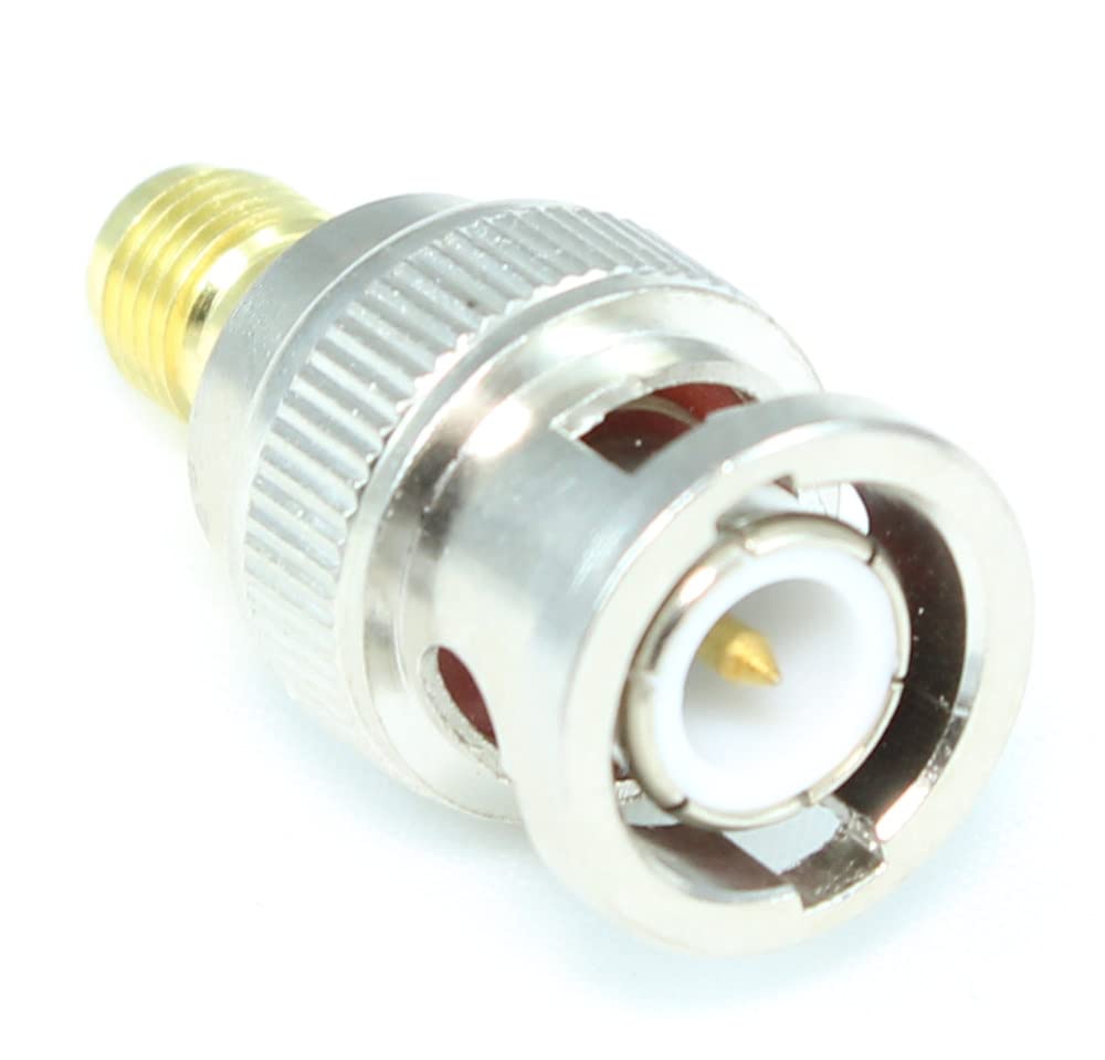 MyCableMart BNC Male to SMA Female RF Coaxial Adapter - Gold Plated Connectors for Antenna, CCTV, Ham Radio & Wireless Networking Equipment