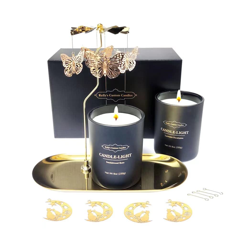 Kelly's Custom Rotatable Scented Candles - Birthday Gifts for Women, Mom & Sister (Cat & Butterfly Design) | Unique Present for Birthday, Anniversary, Christmas, Thanksgiving | Home Decor, Relaxation & Special Occasion Gift