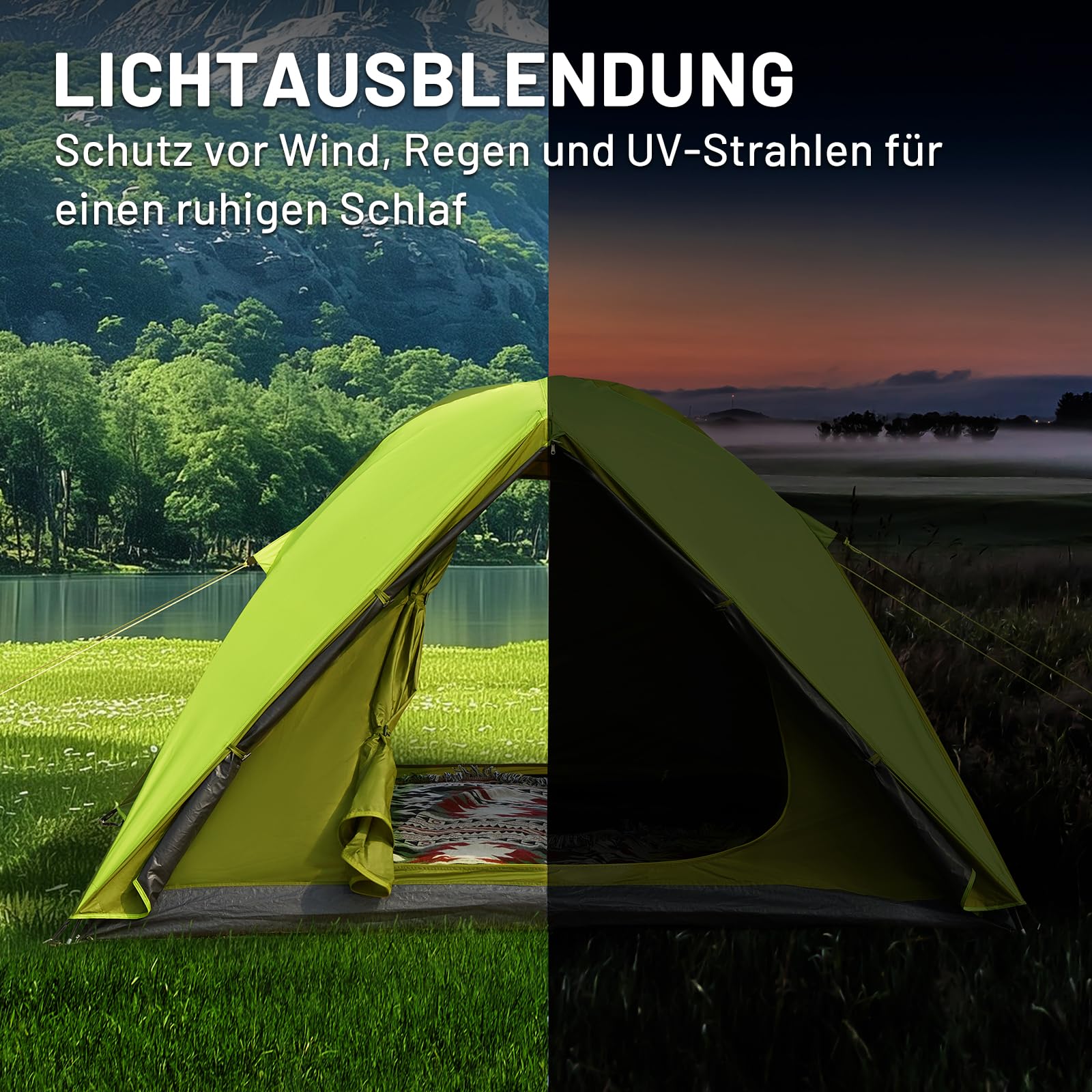 TIMBER RIDGE 4 Person Blackout Waterproof Camping Tent - 3000mm Dome Tent for Family Camping, Hiking, Travel & Outdoor Festivals | Perfect for Backpacking, Garden Use & Summer Adventures