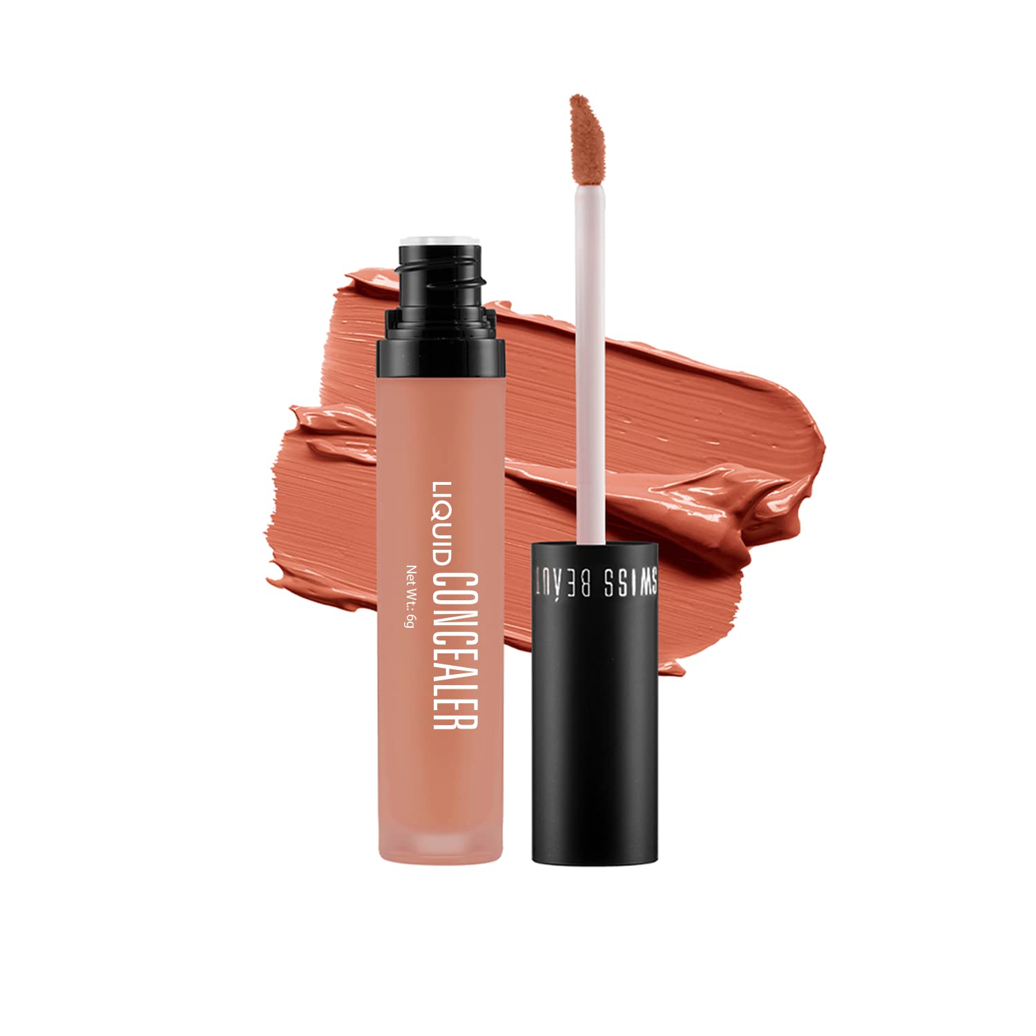 Swiss Beauty Full Coverage Liquid Concealer - Lightweight, Blendable, Matte Finish | Orange Shade, 6g | Perfect for Dark Circle Correction & Flawless Face Makeup