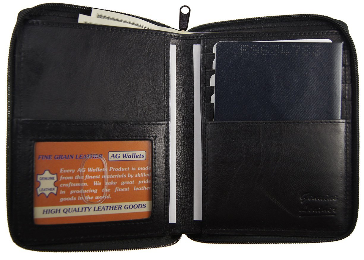 Genuine Leather Zip Around Travel Wallet for Passport, ID & Credit Cards - RFID Blocking Organizer for Men & Women - Perfect for Business Travel, Airport Security & Daily Use