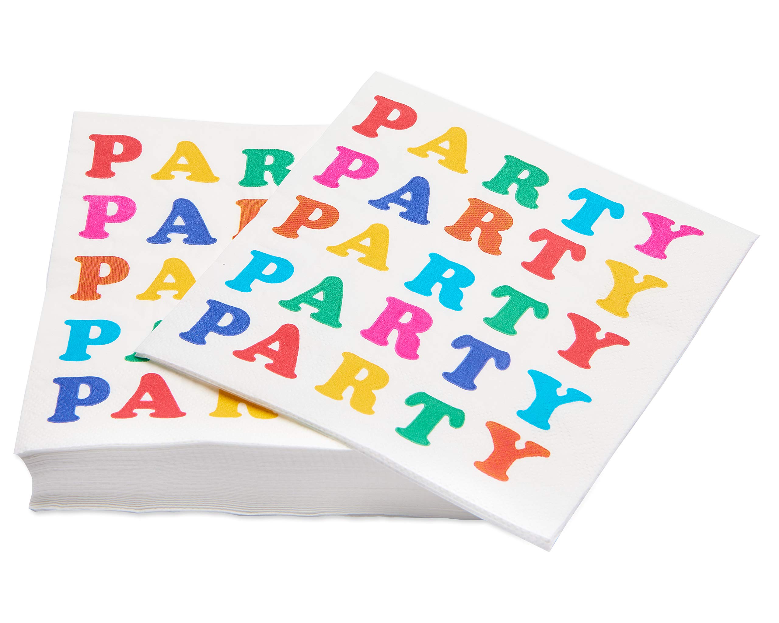 Colorful American Greetings Paper Dinner Plates & Rainbow Party Napkins Set - 50 Count Each for Birthday, BBQ, Picnic & Holiday Celebrations