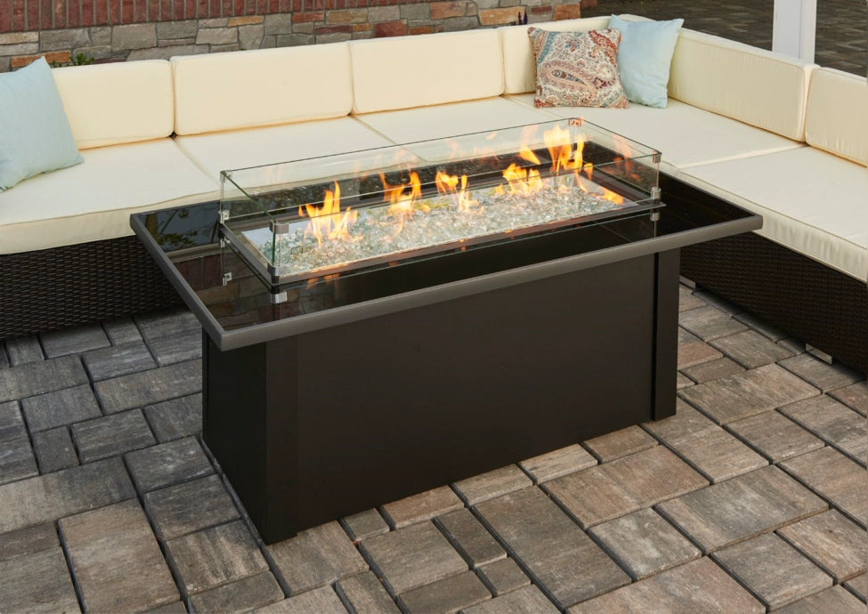 Monte Carlo Linear Gas Fire Pit Table - Outdoor Patio Heater with Modern Design for Backyard, Deck, and Garden Gatherings