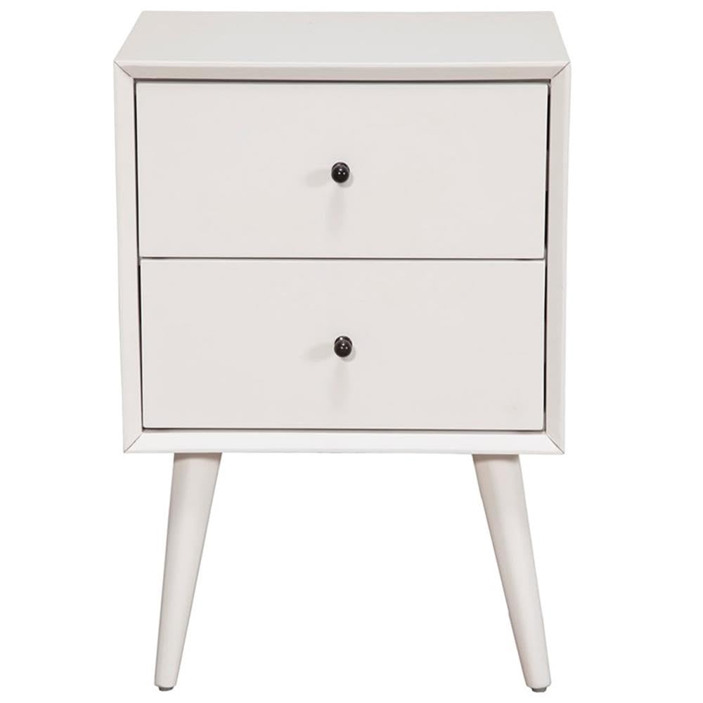 Home Square 2-Piece White Wood Nightstand Set with 2 Drawers - Perfect for Bedroom Furniture, Guest Rooms & Small Spaces