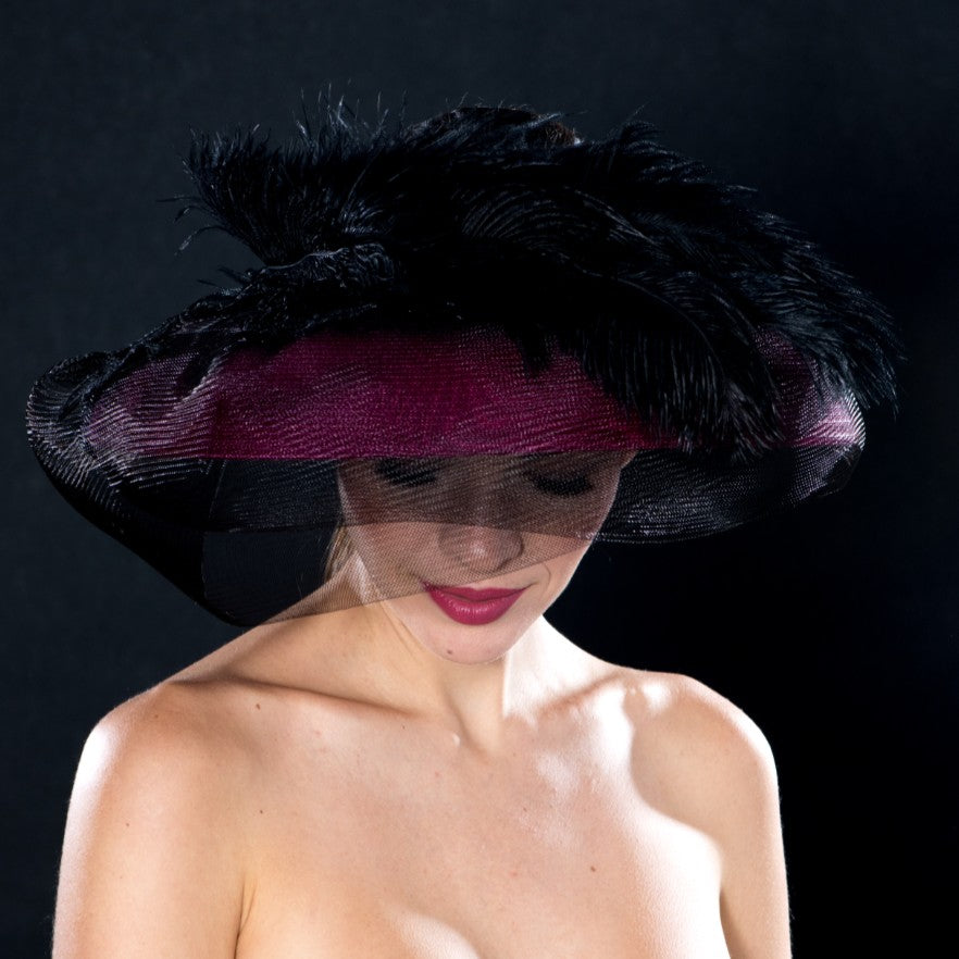NA0045 Pink Open Top Ladies Sun Hat - Stylish Wide Brim Summer Beach Hat for Women, Outdoor Garden Party & Vacation Accessories