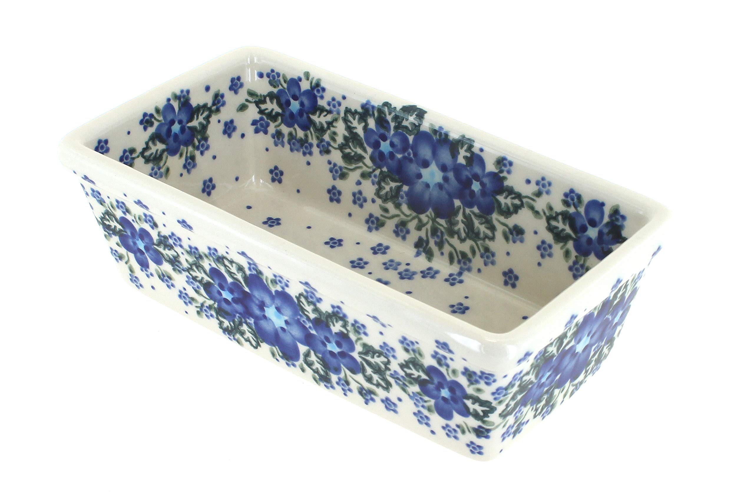 Blue Rose Polish Pottery Melanie Small Loaf Baker - Handmade Ceramic Bread Pan for Baking, Perfect for Homemade Bread, Cakes & Pastries - Ideal for Kitchen, Gifts & Rustic Home Decor