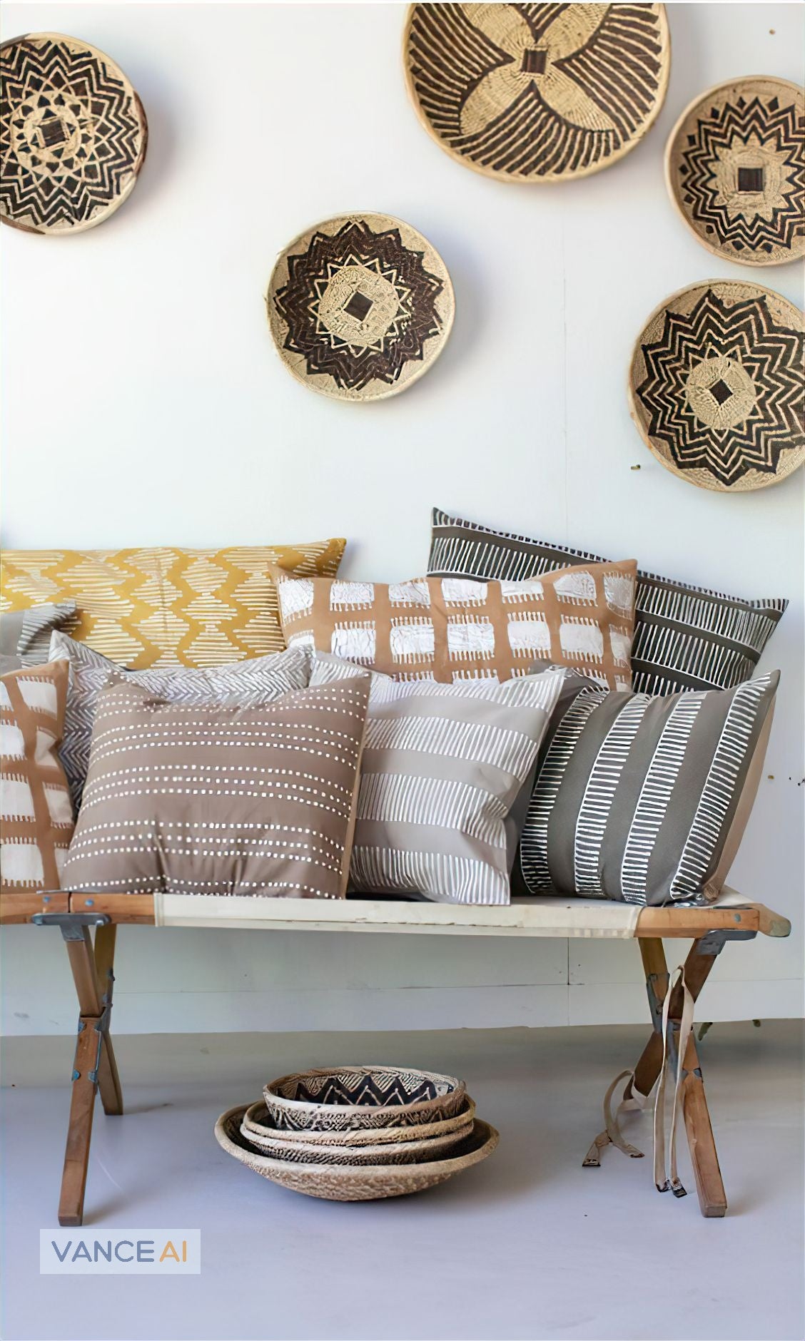 Tribal Print Mushroom Pattern Cushion Cover - Bohemian Home Decor for Living Room, Bedroom, or Outdoor Seating