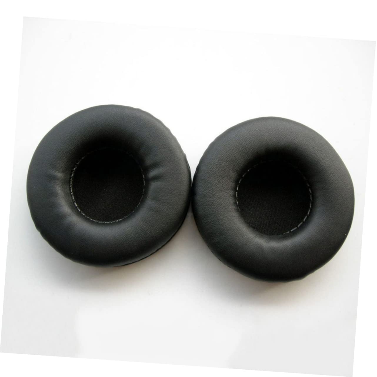 CAXUSD 2 Pack Round Leather Earphone Covers - Noise Reduction Headphone Pads, Comfortable Fit for Headphones (Black) | Perfect for Travel, Work & Home Use