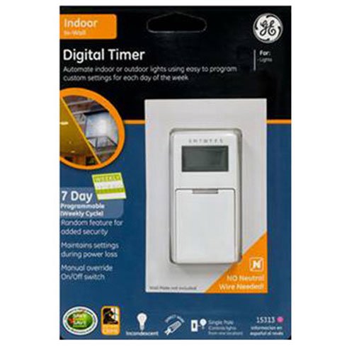 GE 7-Day Programmable In-Wall Digital Timer with Random Security Setting - Perfect for Home Automation, Lighting Control & Vacation Security