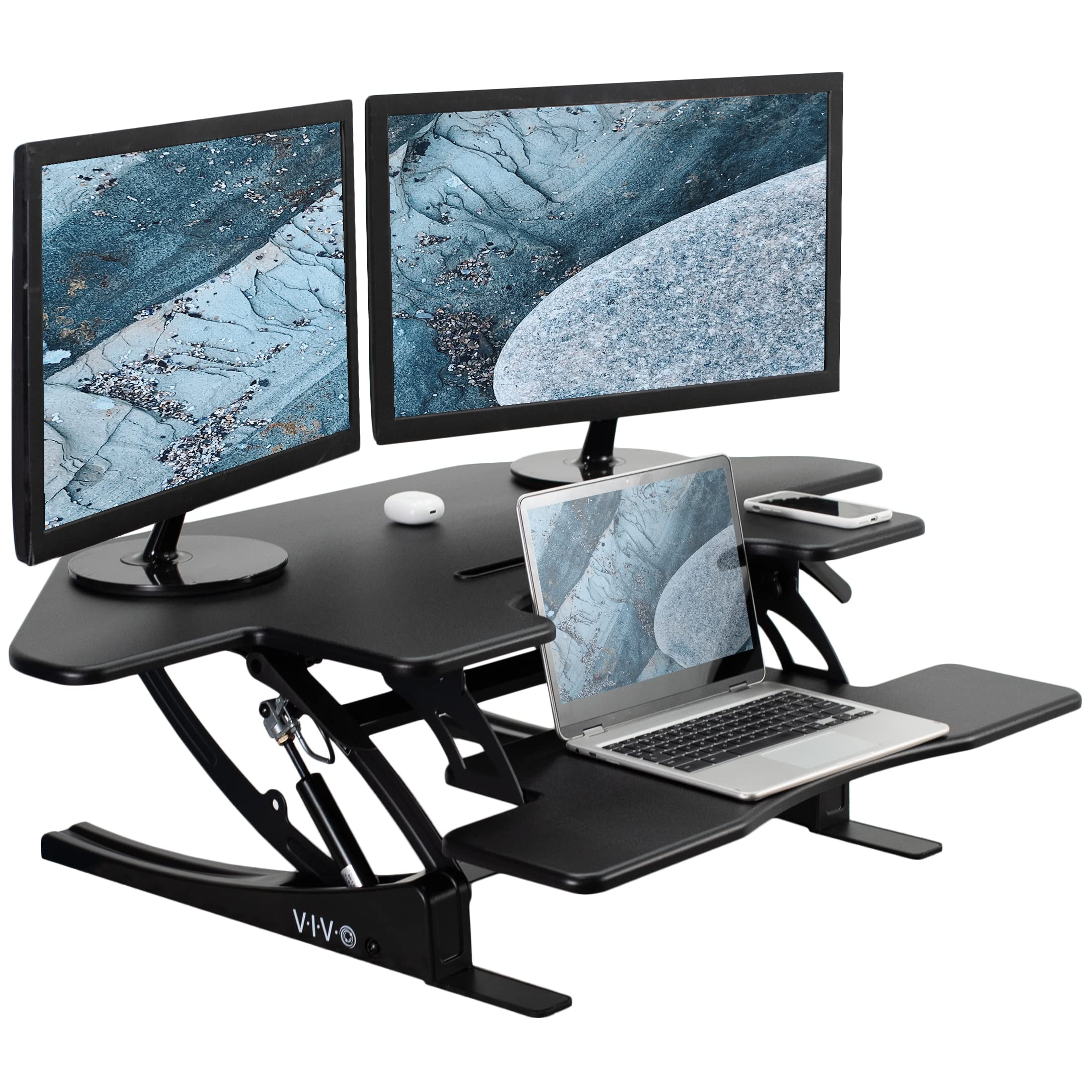 VIVO V Series 43 Inch Adjustable Standing Desk Converter - Black (DESK-V000VC) | Quick Sit to Stand Workstation for Dual Monitors | Perfect for Home Office, Gaming & Workspace Ergonomics