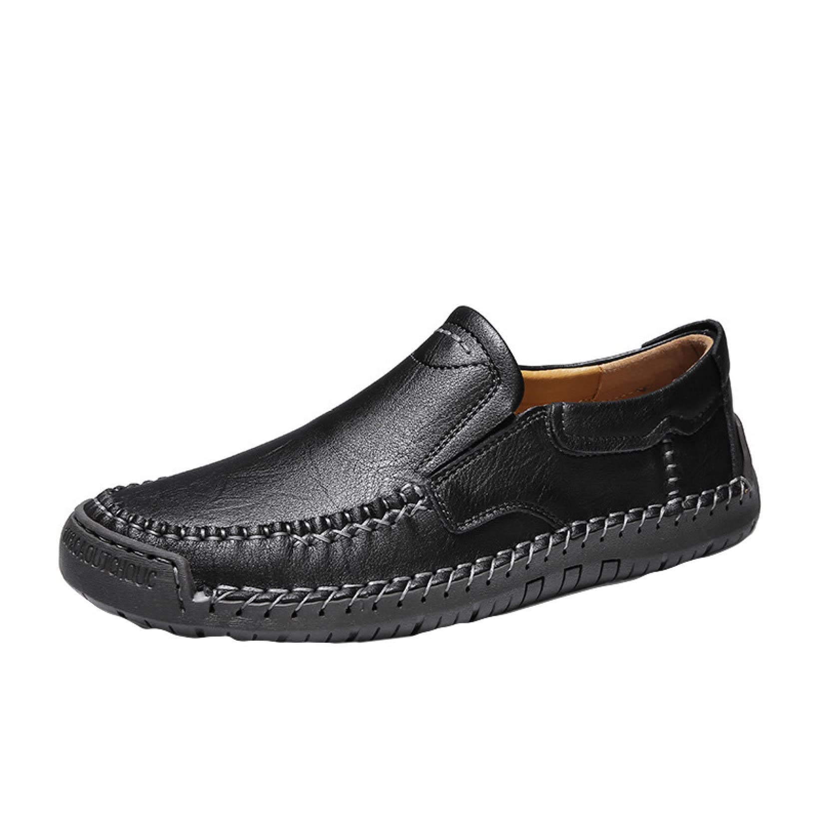 Hoxekle Men's Handmade Leather Loafers - Comfortable Slip-On Casual Shoes for Walking, Office & Outdoor Wear - PU Leather Flat Loafers for Men's Fashion & Leisure