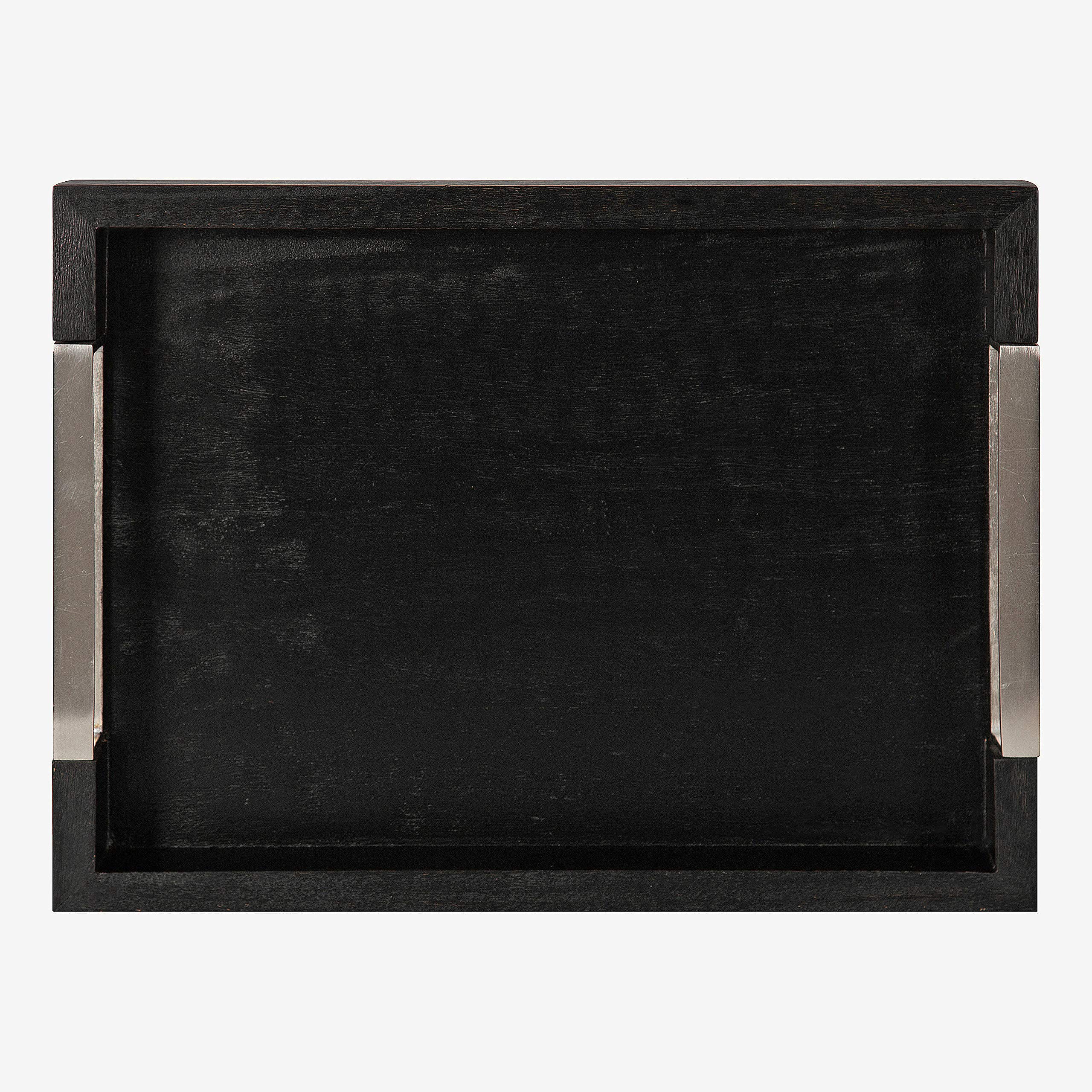 Kate & Laurel Heller Modern Black Wooden Tray - 12x16 Inch Rectangular Storage & Display Tray - Perfect for Home Decor, Coffee Table Centerpiece, and Organization