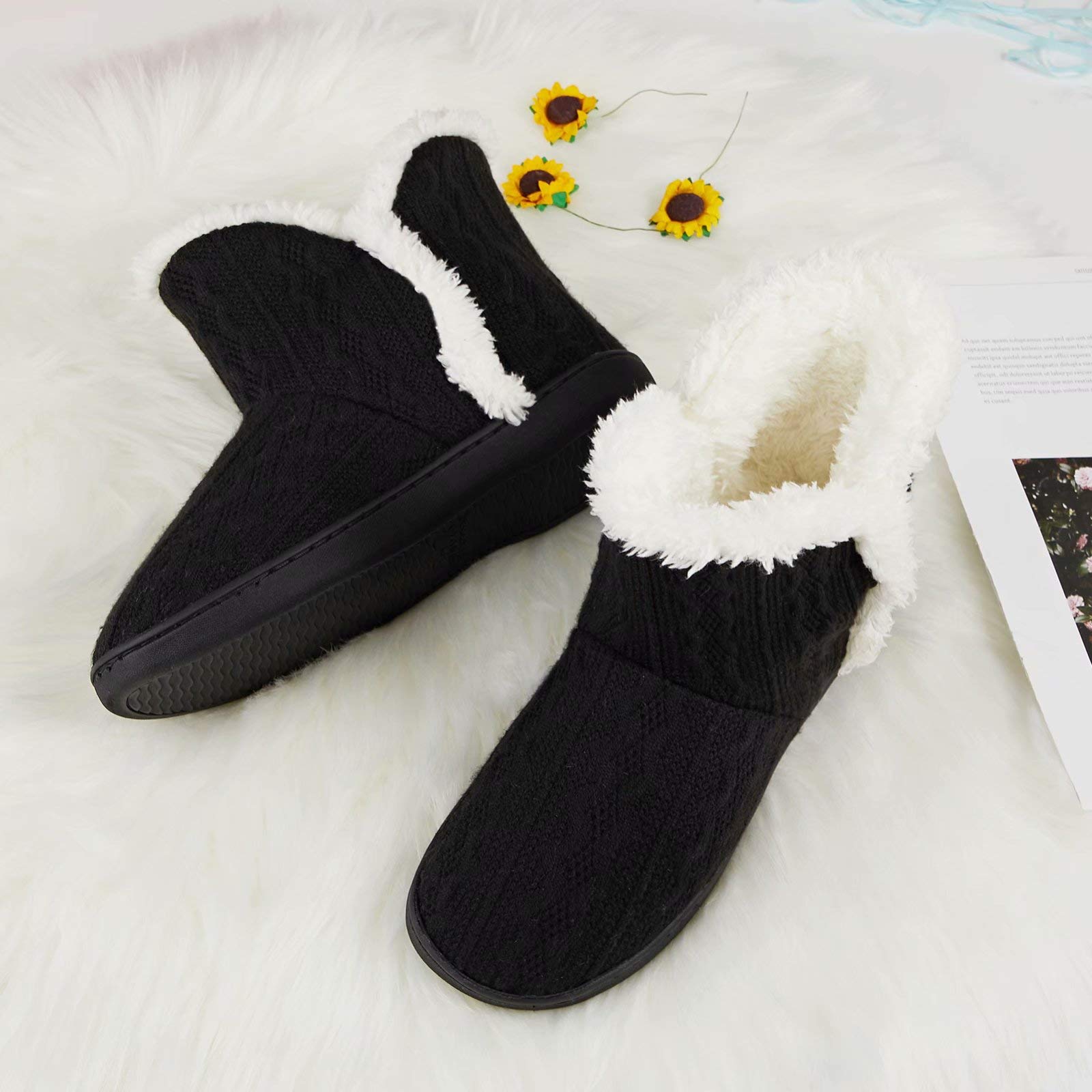 TUOBUQU Women's Cozy Fluffy Plush Bootie Slippers - Indoor/Outdoor Winter House Shoes for Warmth & Comfort - Perfect for Home, Office, and Cold Weather Wear