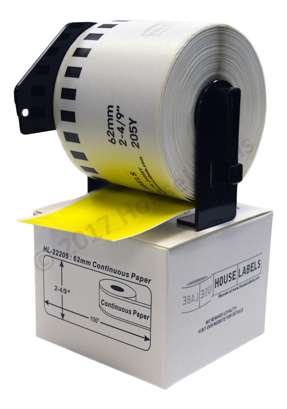 HOUSELABELS Compatible with Brother QL DK-2205 Replacement Label Roll - 2-4/9