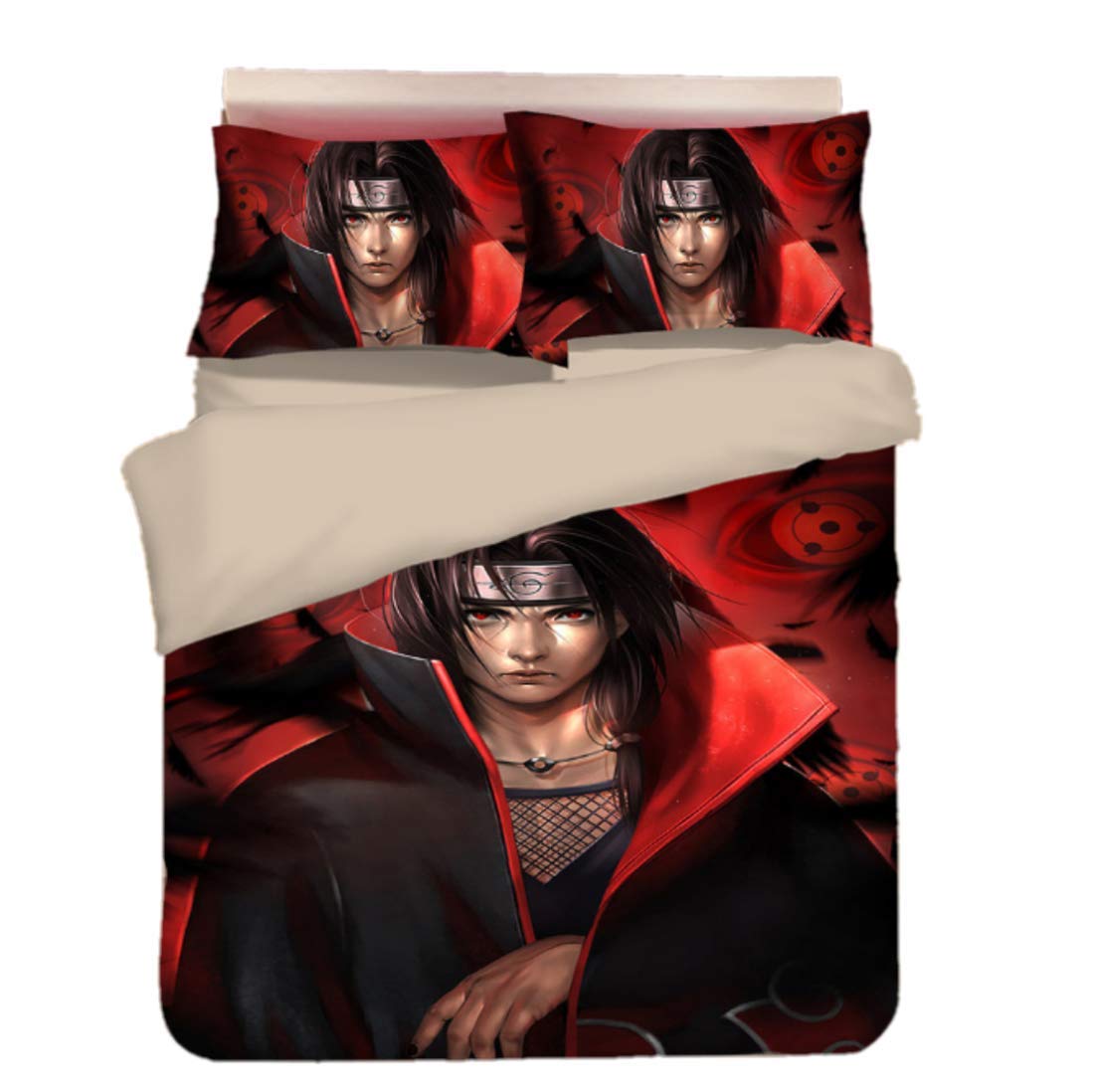 Naruto Anime Bedding Set - 3-Piece Duvet Cover with Printed Design | Soft & Comfortable Bedclothes Collection | Perfect for Anime Fans' Bedrooms & Themed Decor