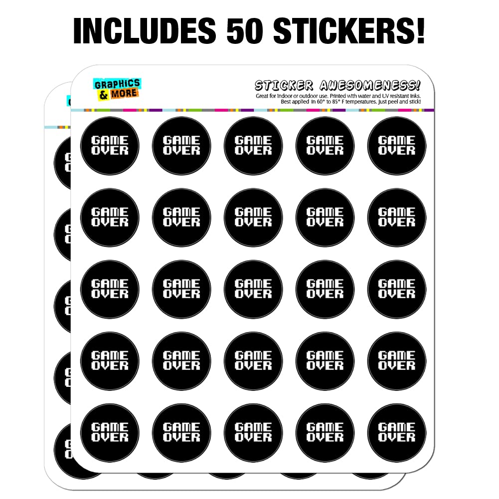 Game Over Gamer Pixel Font Stickers - Geek Planner & Calendar Decals for Scrapbooking, Crafting, DIY Projects - Perfect for Journals, Laptops, Water Bottles