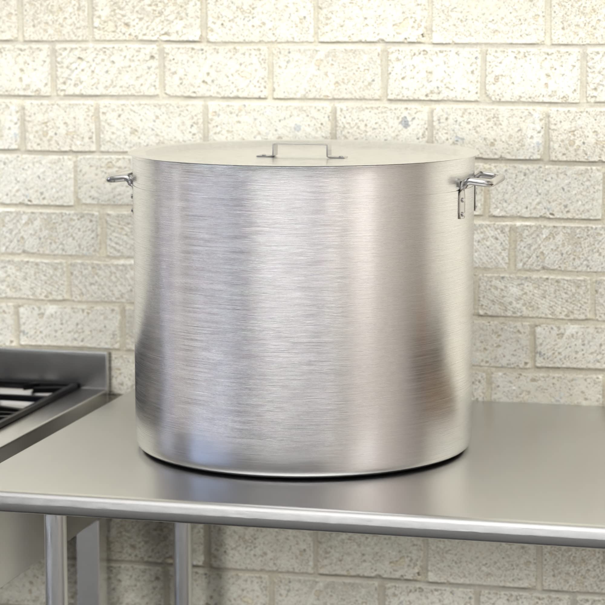 100 Qt. Heavy Duty Aluminum Stock Pot with Lid - Perfect for Large Batch Cooking, Canning, and Commercial Kitchen Use