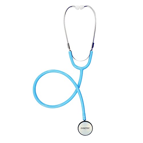 CONTEC SC11 Professional Stethoscope for Doctors & Nurses - Light Blue Chestpiece Headset - Ideal for Home Care, Hospital & Clinical Use