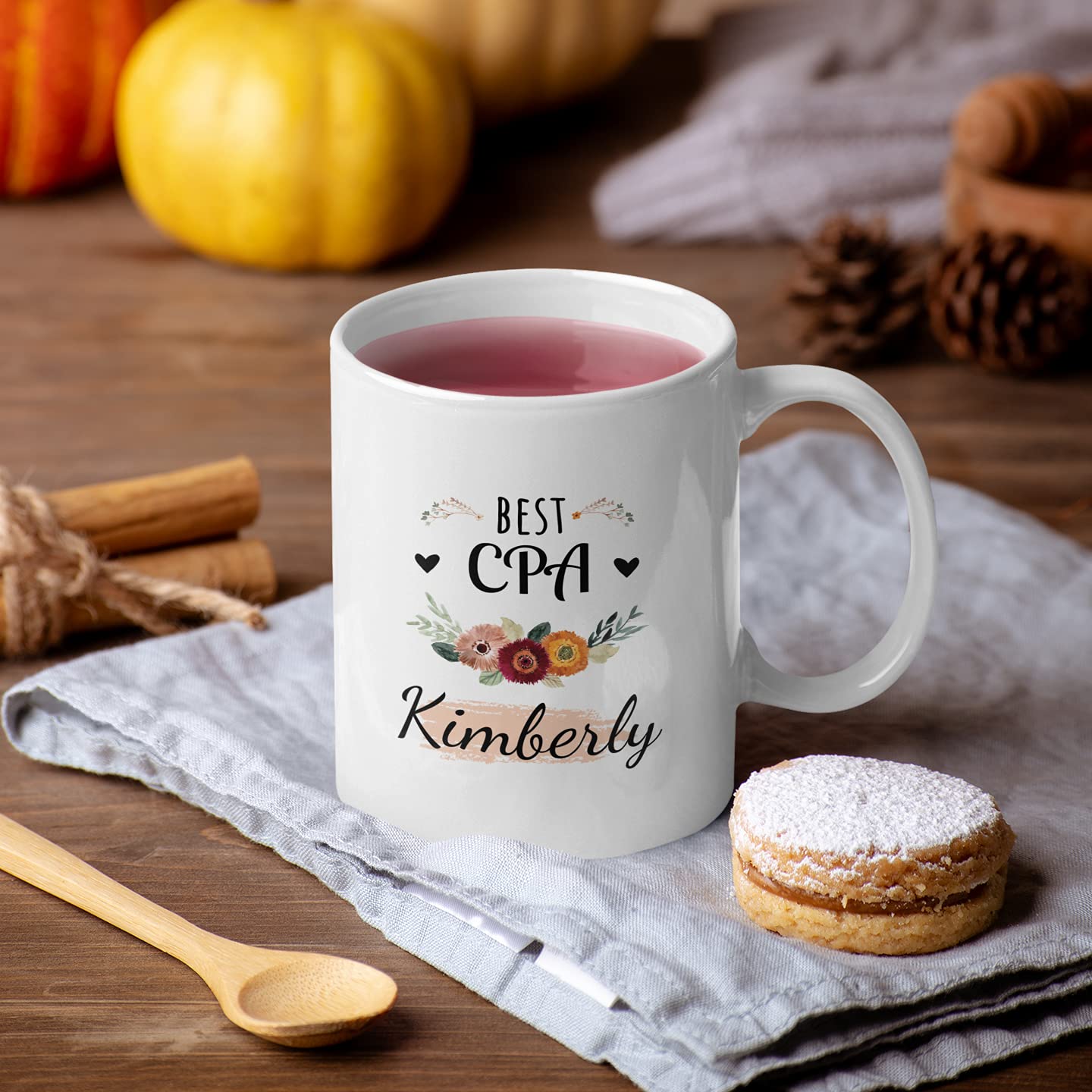 Personalized CPA Gifts - Floral White 11oz Ceramic Coffee Mugs for Accountants - Occupational Mug for CPA Women & Men - Perfect Office Gift for Tax Season & Work Motivation