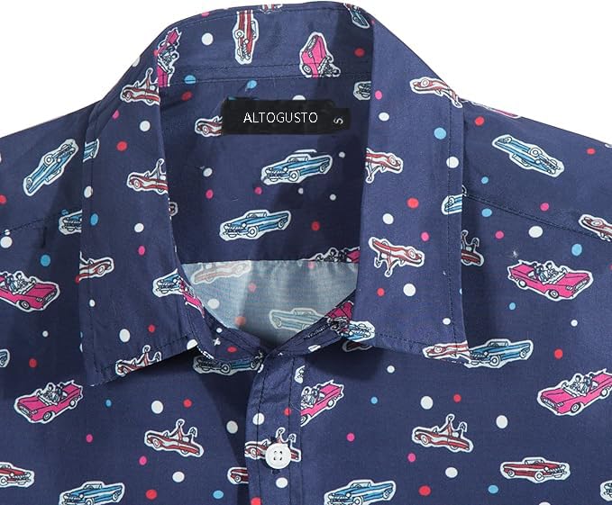 Men's Casual Short Sleeve Button Down Shirt - Stylish Printed Dress Shirt for Business & Summer Wear - Perfect for Office, Party, and Outdoor Activities