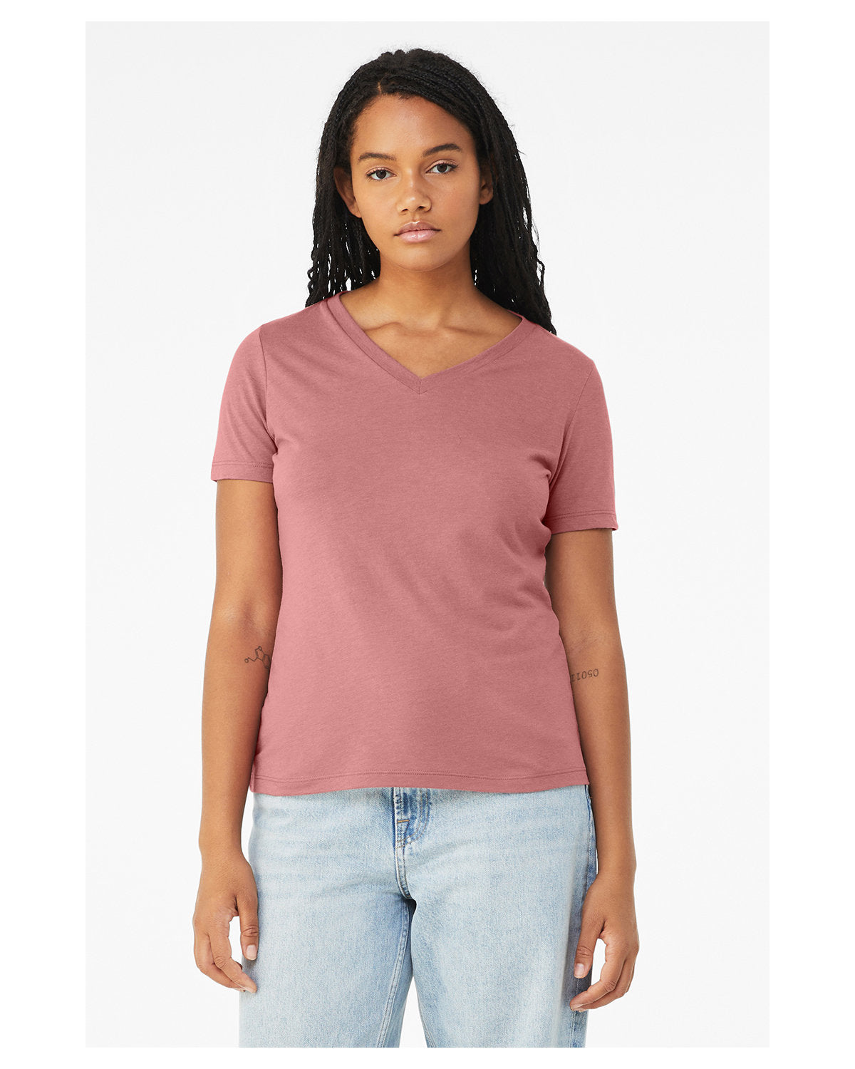 Bella + Canvas 6415 Women's Relaxed Tri-Blend V-Neck T-Shirt - Soft & Comfortable Casual Tee for Everyday Wear, Workout, and Layering