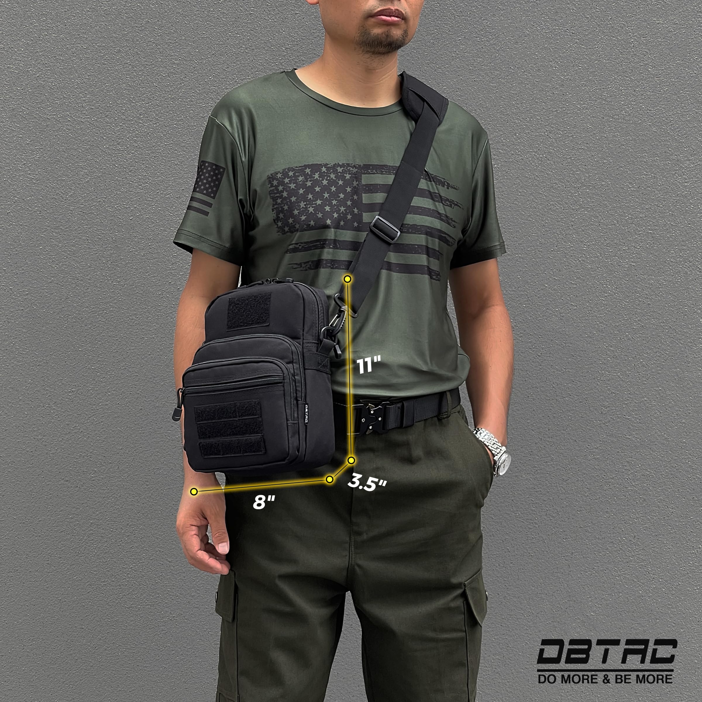 DBTAC Compact Gun Pouch with Shoulder Strap - 3L Tactical Crossbody Bag for CCW, Travel & Everyday Carry | Concealed Gun Holder in Black | Perfect for Outdoor Adventures, Range Days & Personal Protection