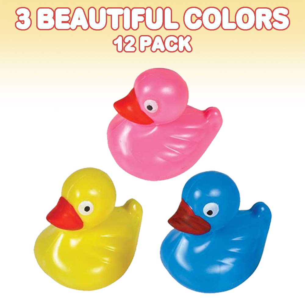 ArtCreativity 12-Pack Floating Plastic Duck Toys for Kids - Durable Bath Tub Water Toys, Carnival & Birthday Party Supplies, Goodie Bag Fillers - Perfect for Pool Parties, Baby Showers & Summer Fun