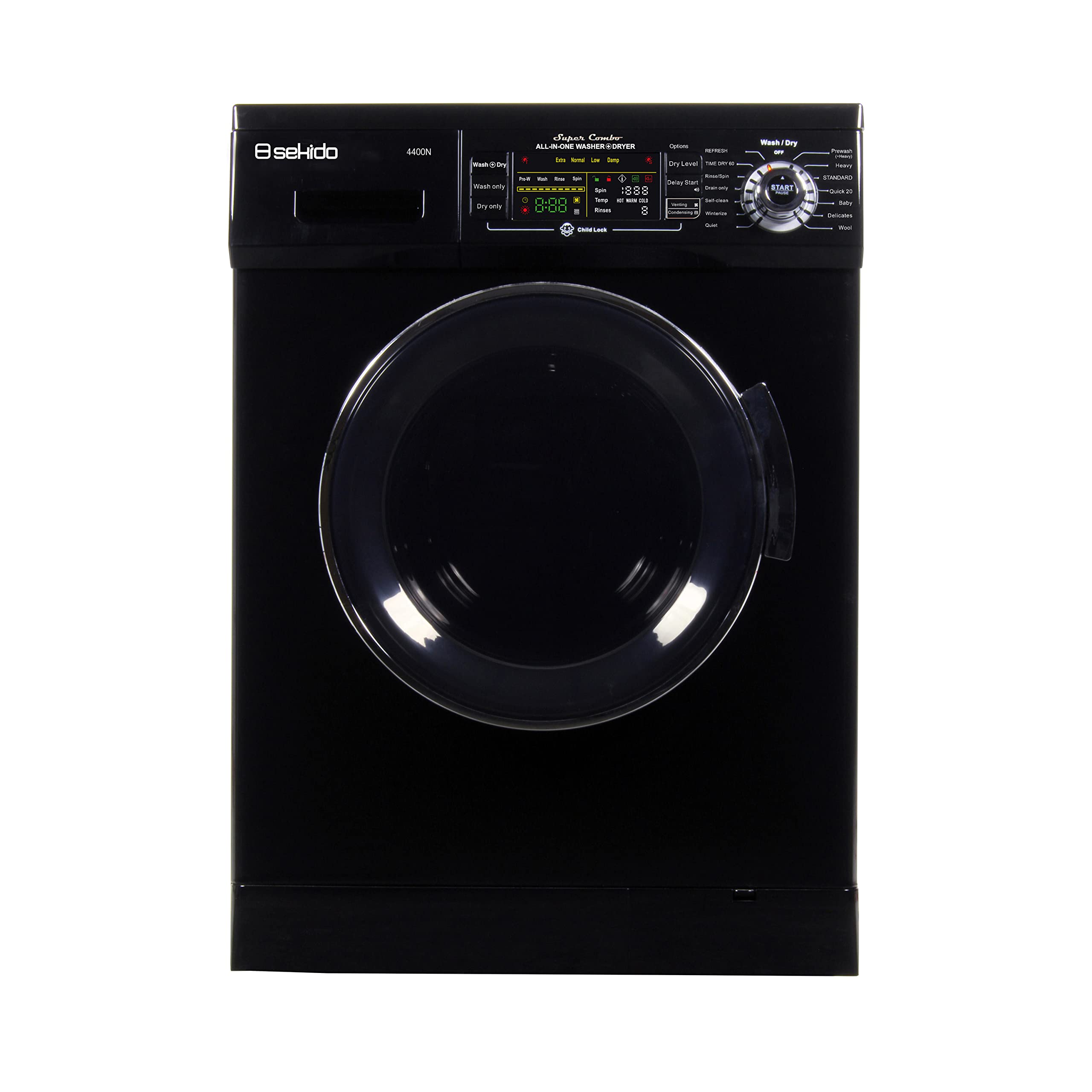 **Pro Compact 110V 13 lbs Combo Washer & Sensor Dryer 1200 RPM - Ventless/Vented Portable Laundry Machine (Black) - Perfect for Apartments, RVs & Small Spaces**