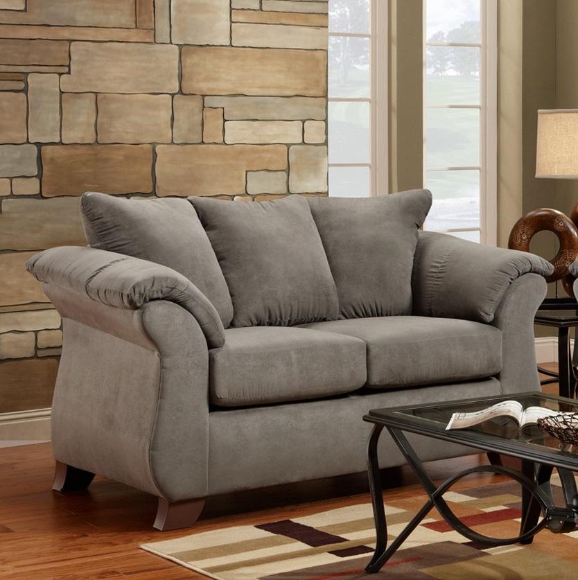 Aruca Sensations Grey Microfiber Pillow Back Loveseat - Soft & Comfortable Small Sofa for Living Room, Bedroom, or Office - Perfect for Relaxing, Reading & Entertaining Guests