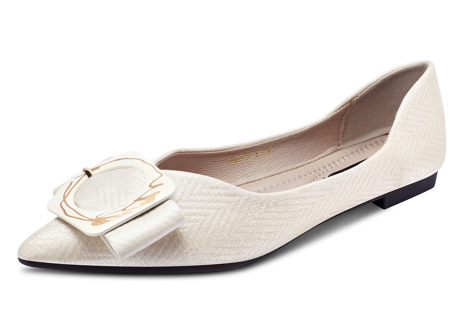 DearOnly Women's Comfortable Pointed Toe Ballet Flats - Slip On Classic Pumps with Decorative Accents for Work, Office & Casual Wear