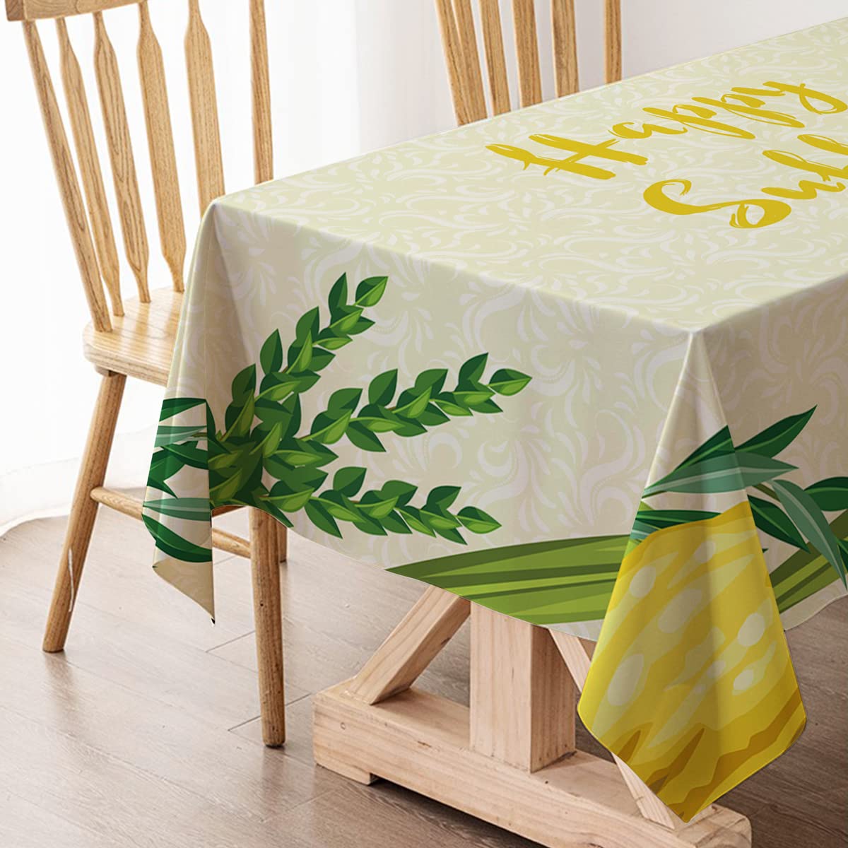 Sukkah Table Cloth, Sukkot Etrog Hadass Aravah Lulav Decor, Jewish Holiday Party Supplies, Kitchen and Dining Room, Traditional and Festive