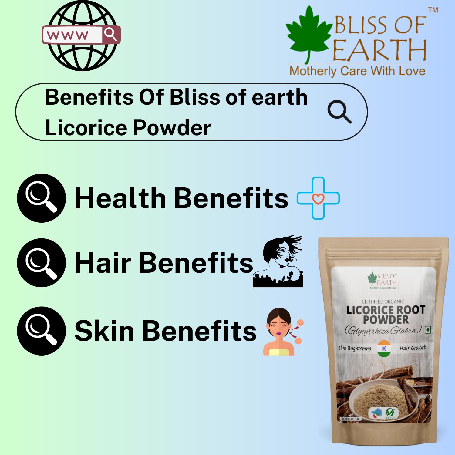 Organic Licorice Root Powder (5x453g) - Bliss of Earth Mulethi Powder for Skin Whitening, Hair Care & Face | USDA Certified, Gluten-Free | Perfect for Smoothies, Tea & DIY Beauty Treatments