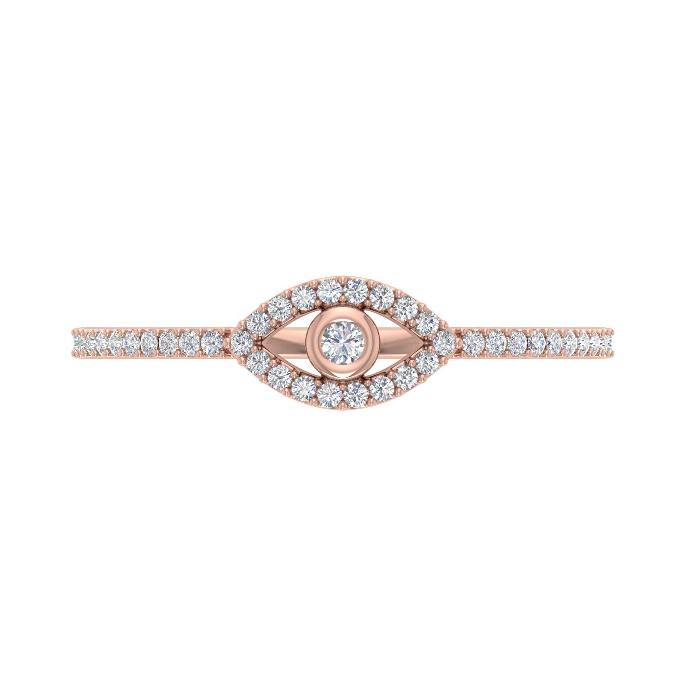 1/10 Carat Evil Eye Diamond Ring in 10K Solid Gold - IGI Certified for Protection & Style | Elegant Jewelry Gift for Women, Bridesmaids, Birthday, Anniversary