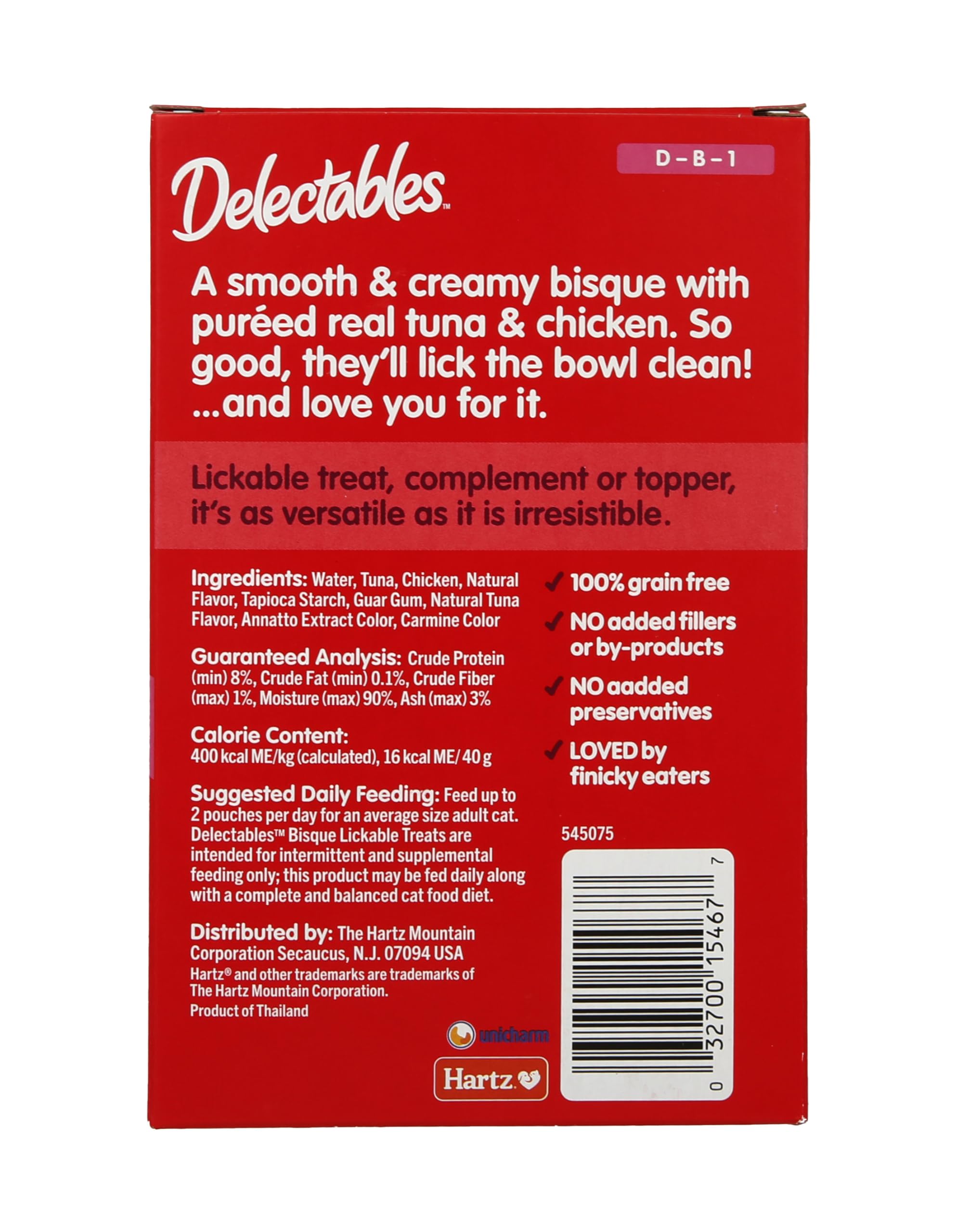 Hartz Delectables Bisque Lickable Cat Treats - Tuna & Chicken Flavor (30 Count) | Irresistible Liquid Snack for Picky Eaters, Perfect for Bonding & Training | Indoor Cats & Senior Felines Love It!